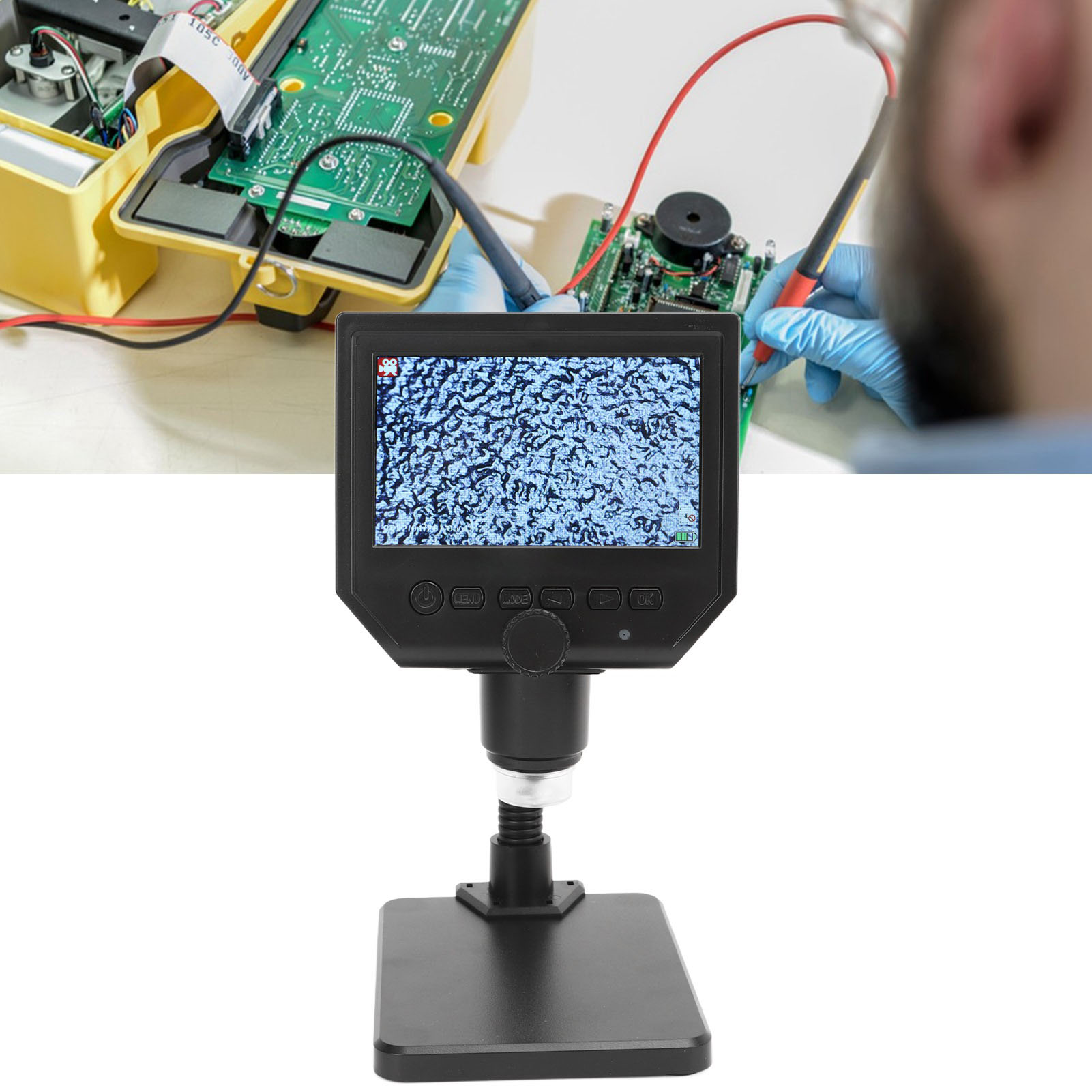 Digitales Industriemikroskop, 4,3-zoll-hd-modell Mit Gebogener Röhre, Elektronenmikroskop Für Die Reparatur Von Leiterplatten, Europäischer Standard 100–240 V