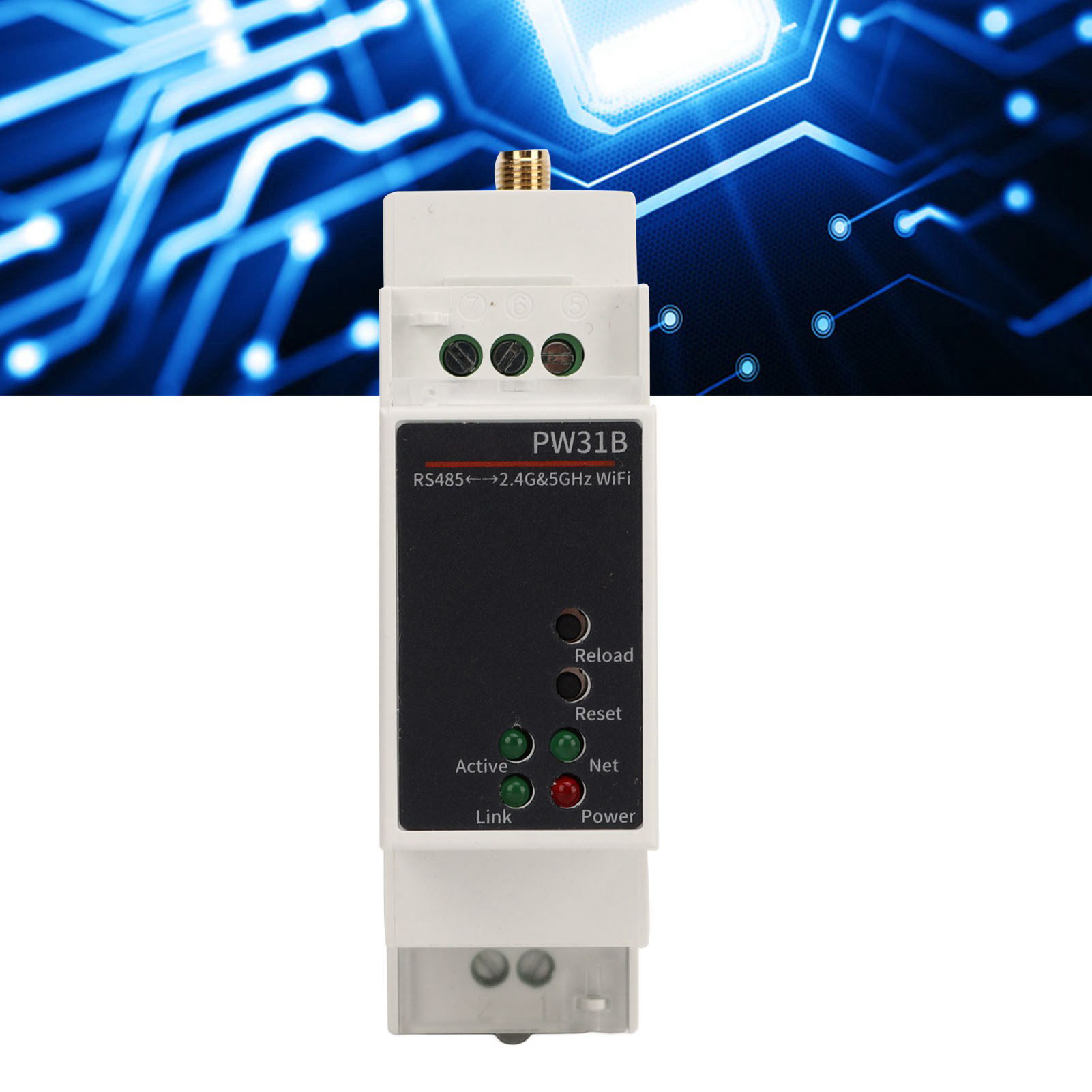 Pw31b-h Wlan-seriellserver Für Iot, Rs485 Zu 2,4 Und 5 Ghz Dualband, Din-schienenmontage, 100-240 V.