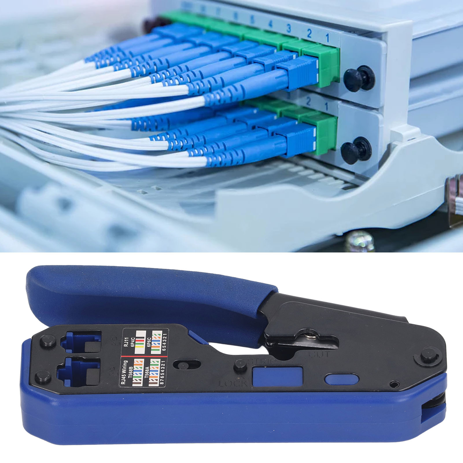 Multifunktionales Crimpwerkzeug-set Für Rj45-netzwerkkabel. Dieses Set Enthält Crimpwerkzeuge Für Netzwerkkabel Sowie Ein Crimpwerkzeug Mit Kristallkopf Zum Verpressen Von Rj45-, Cat5e-, Cat6- Und Cat
