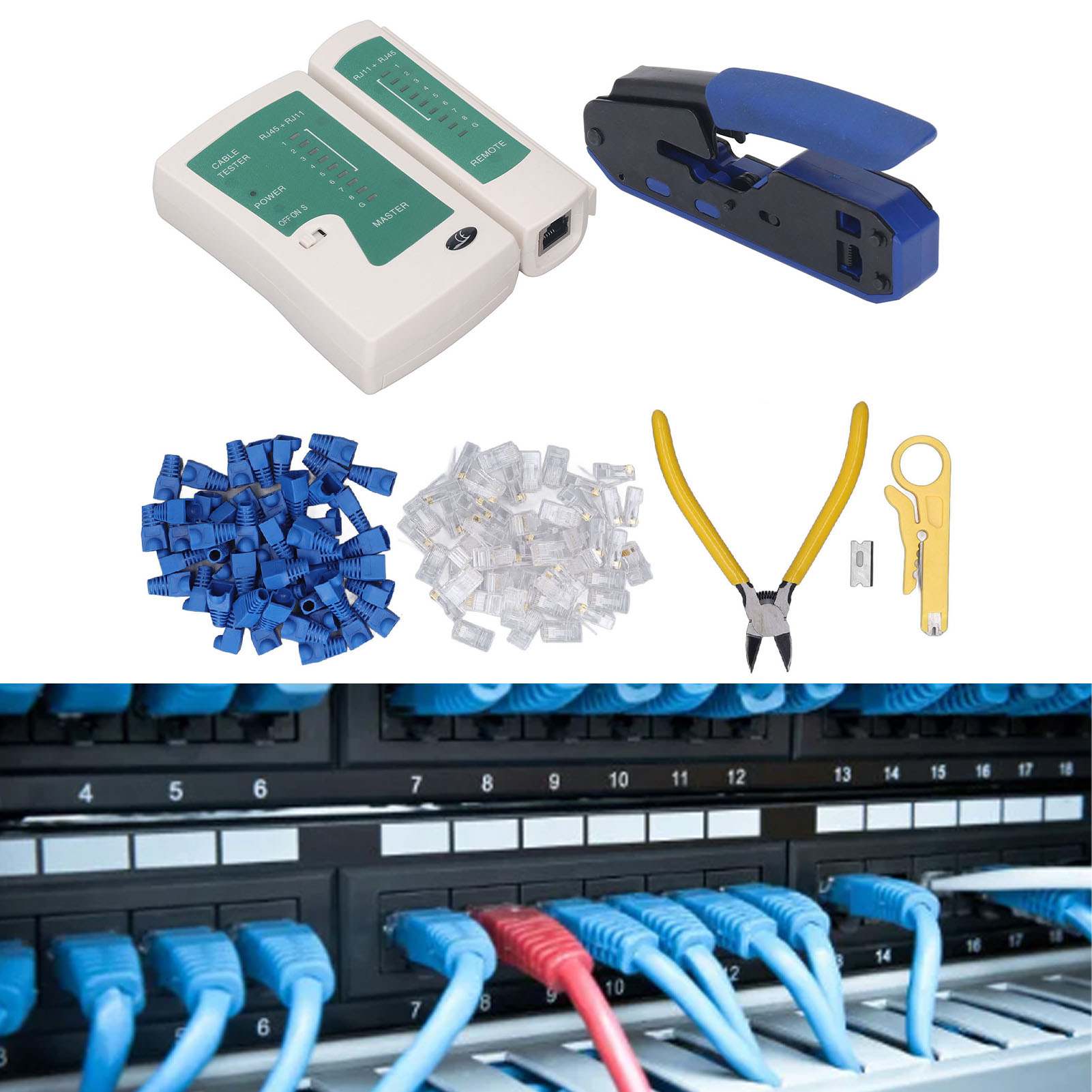 Rj45-crimpwerkzeug-set Für Cat5- Und Cat6-stecker