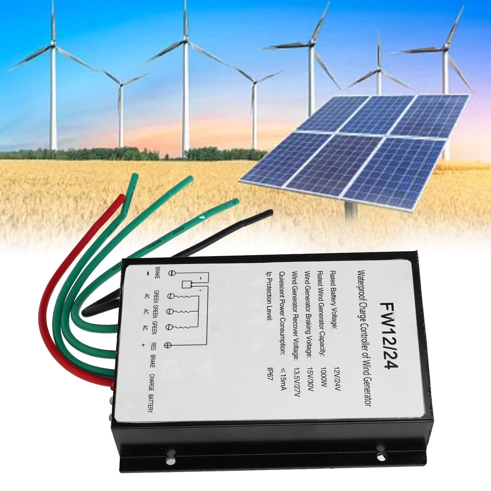 Fw12/24 1000w Windkraftanlagen-generator-controller, Wasserdichter Lastregler Für Windkraftanlagen-generatoren, Wasserdichtes Design Mit Led-anzeigen