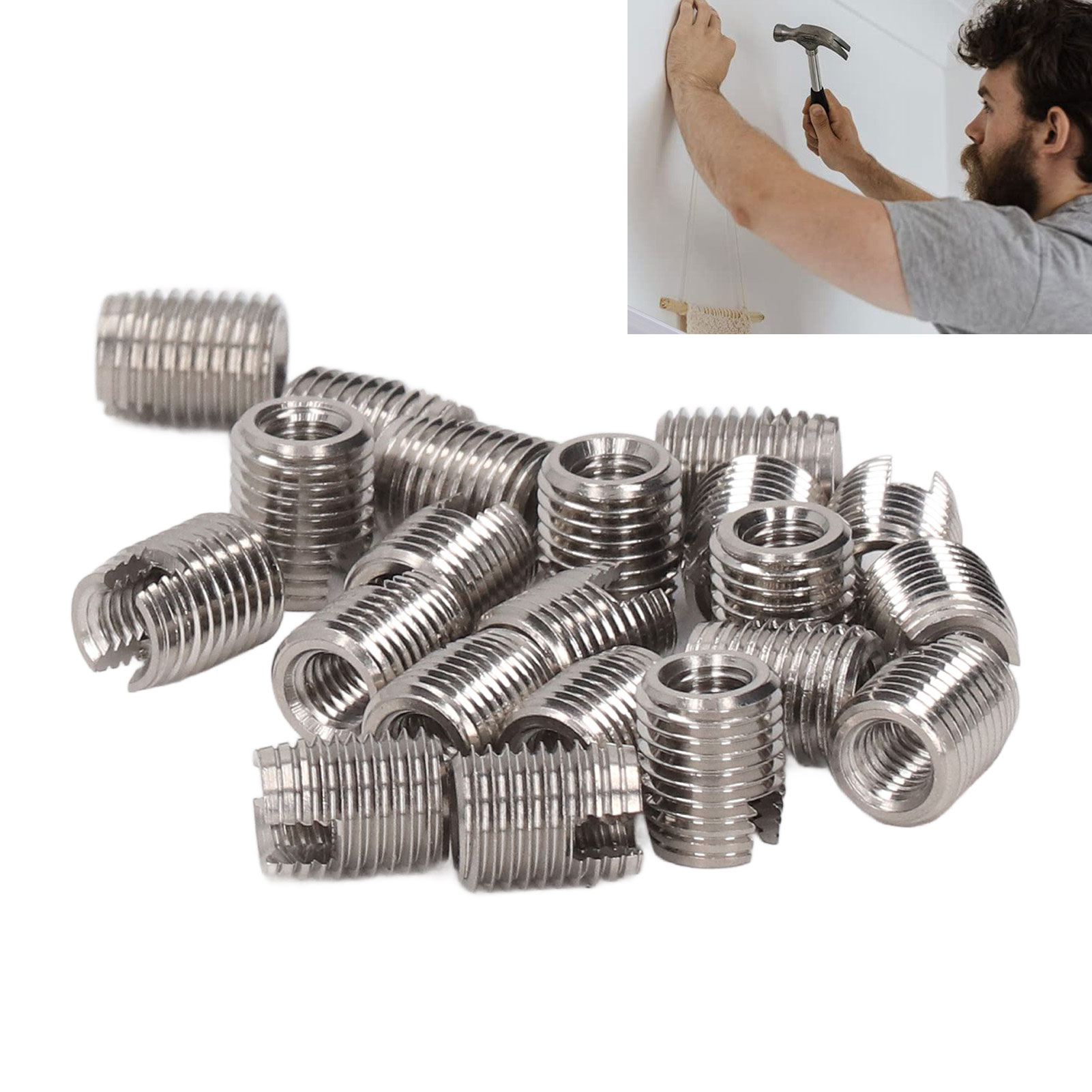 20 Selbstschneidende Schraubeneinsätze Aus Edelstahl 302 M30,5-m50,5-l6