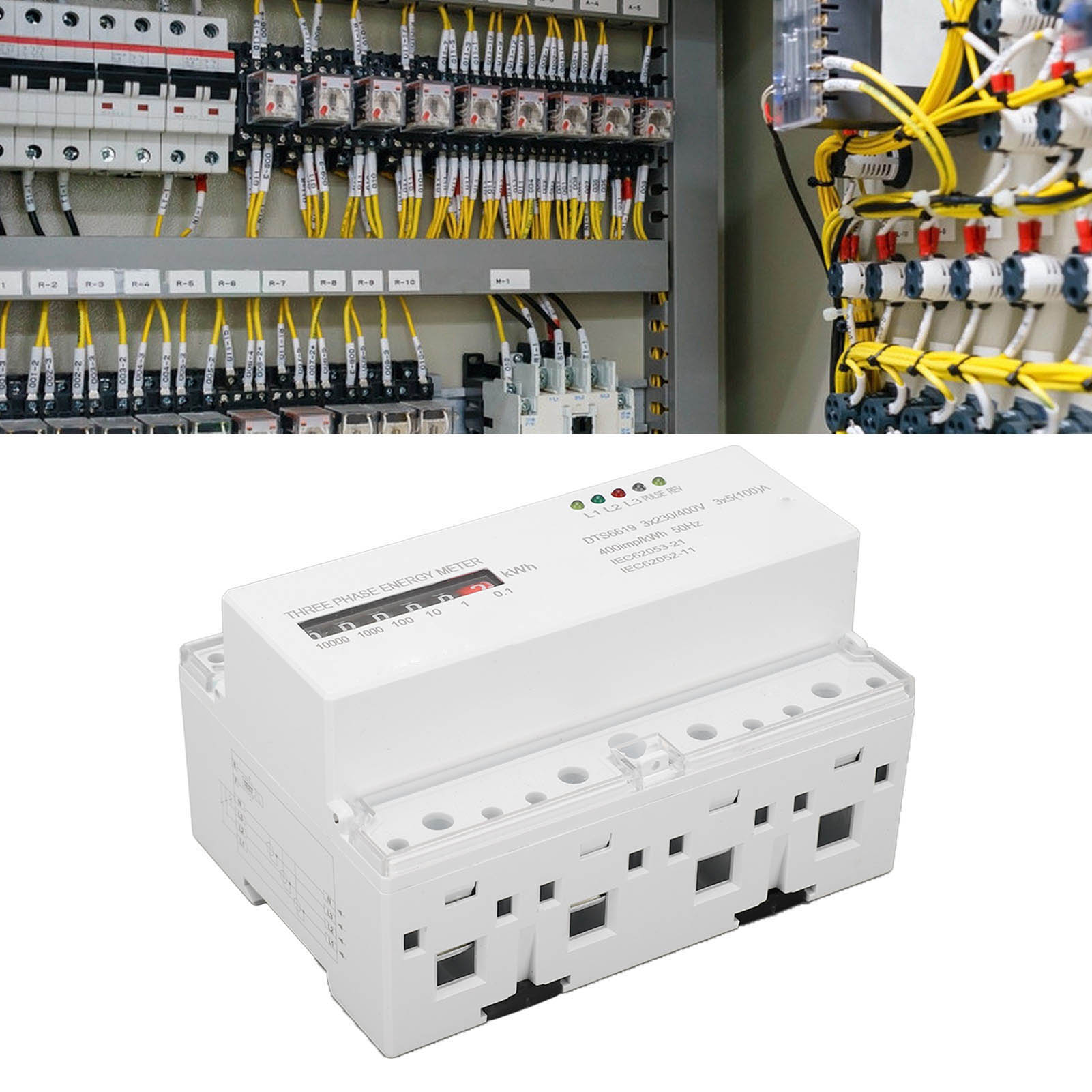 Dreiphasen-vierleiter-stromzähler Für Din-schienenmontage, Anzeige Des Stromverbrauchs In Kwh, Standard-haushaltsstromzähler, 230 V/400 V, 5-100 A.