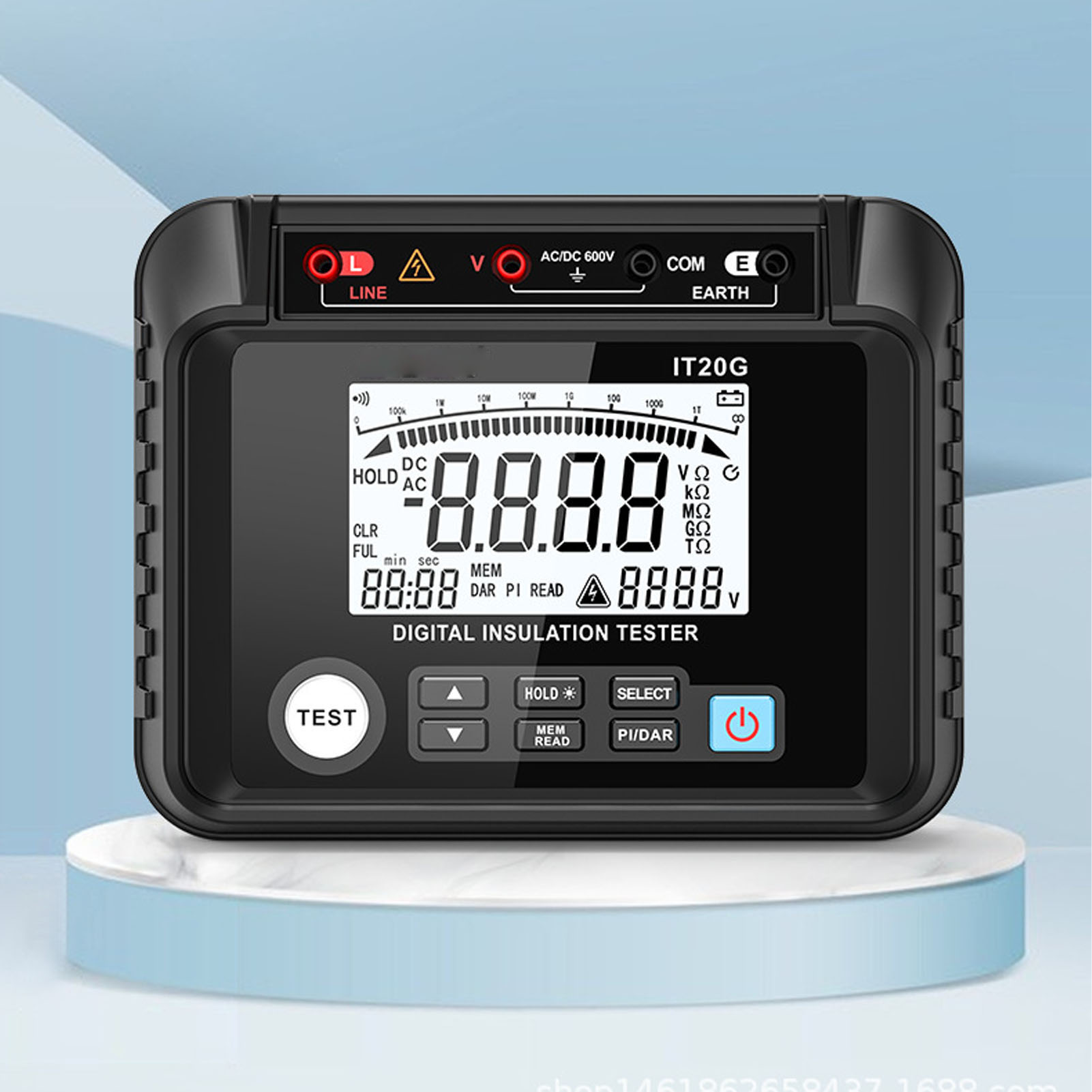 Mestekit20g Isolationswiderstandsmessgerät (20 Gω), Digitalanzeige, Erdungswiderstandsmessgerät, Elektronisches Hochspannungsmultimeter (1000 V)