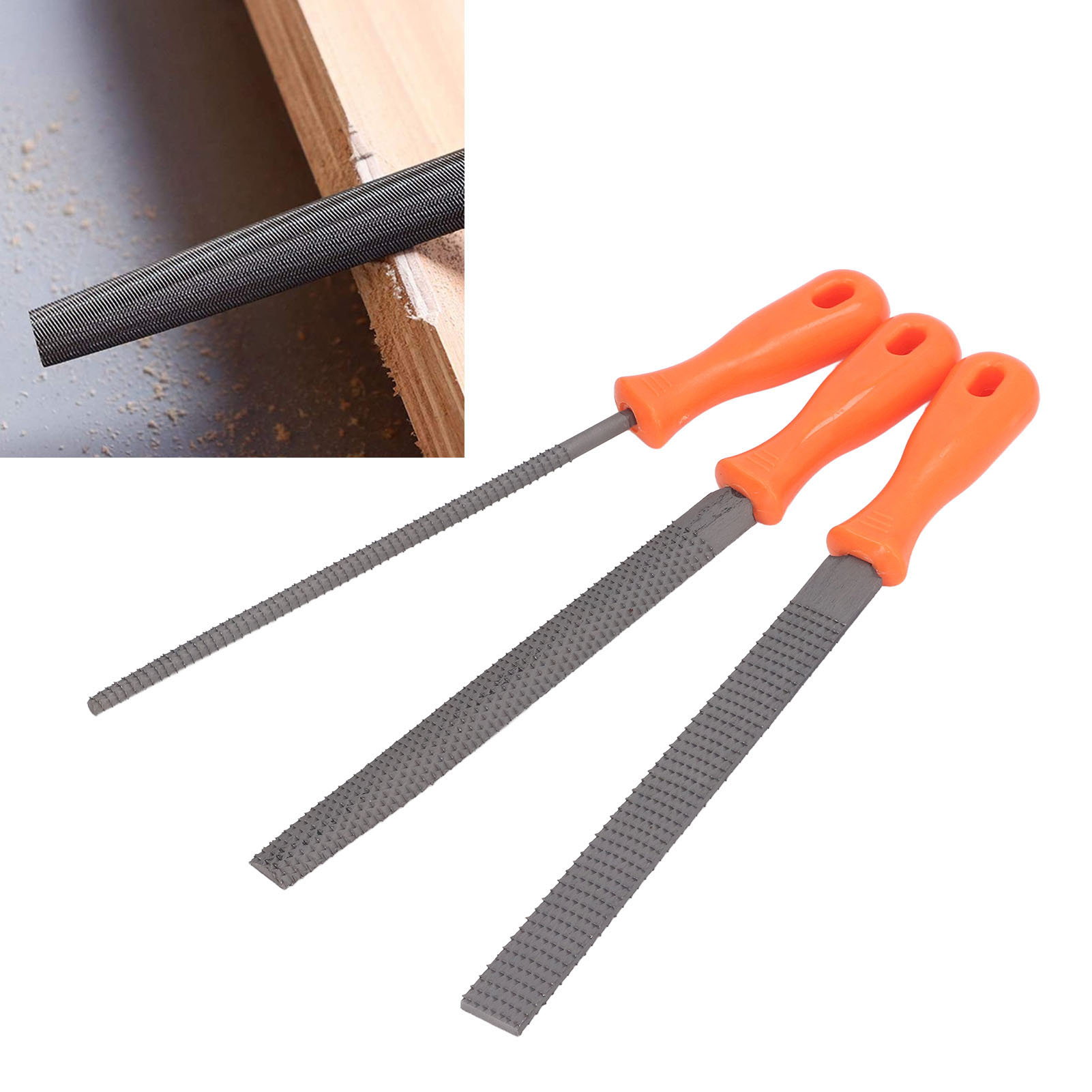 Set Mit 3 Feilen Für Die Holzbearbeitung: Rundfeile, Flachfeile Und Halbrundfeile