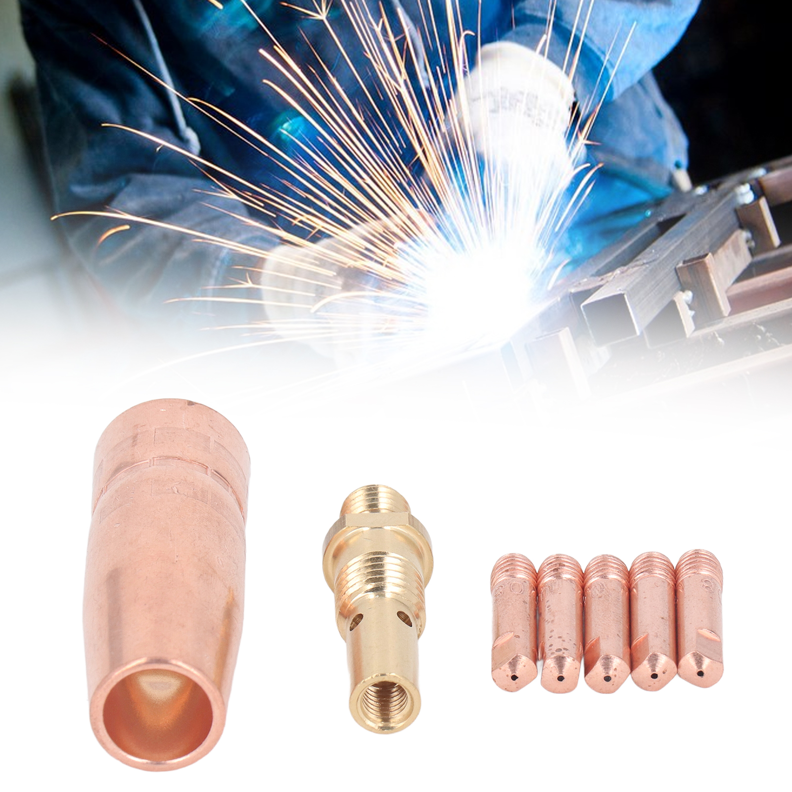 0,8 Mm Vollkupfer-schutzdüsensatz Für Mig-schweißbrenner, Kompatibel Mit Den Mig-schweißbrennern Der Serien Tweco Mini/1 Und Lincoln Magnum 100l K530.