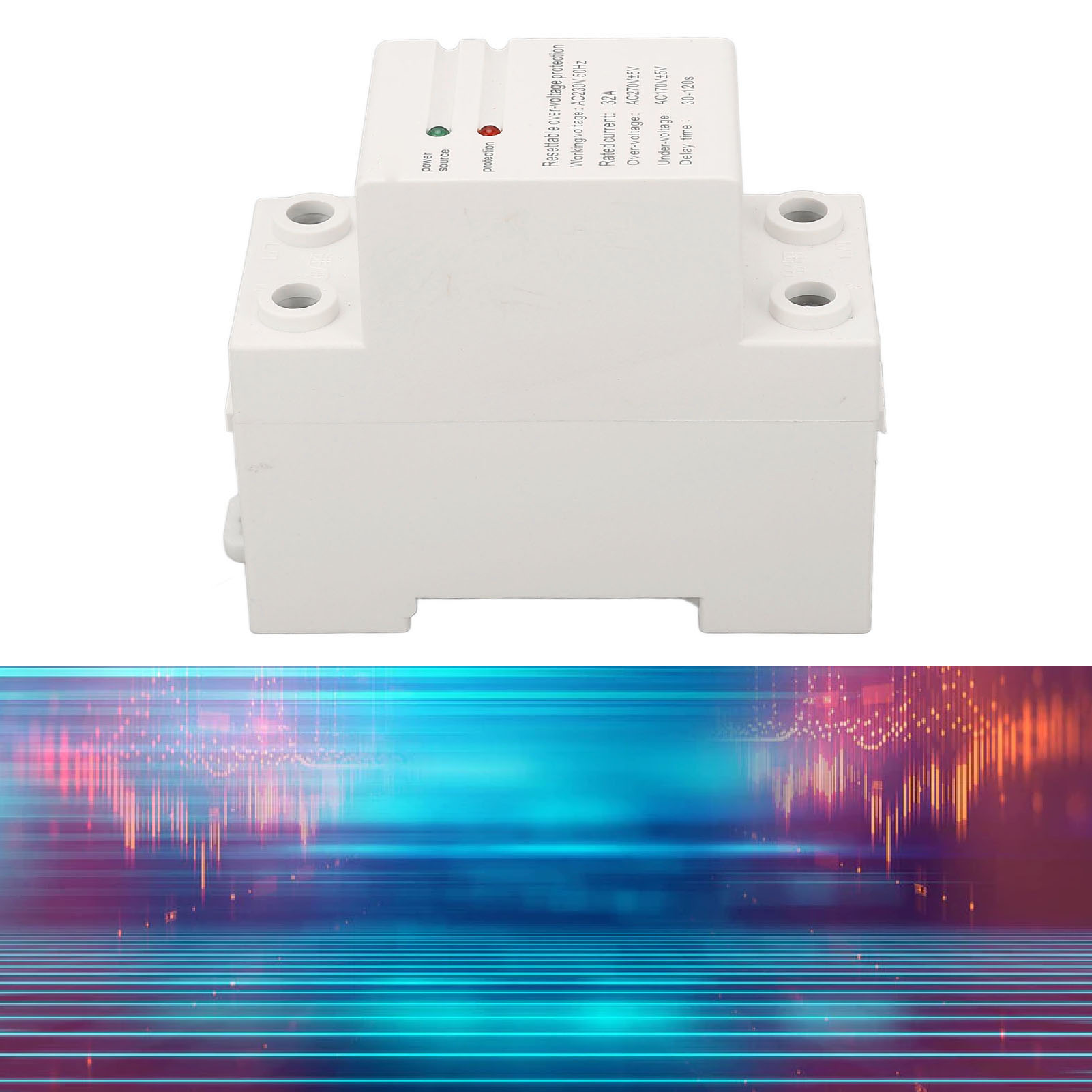 Chltdq Einphasiger Überspannungs- Und Unterspannungsschutz Mit Automatischer Rückstellung, 32 A, 230 V Ac, 50 Hz, Din-schienenmontage, Eingang Oben, Ausgang Unten