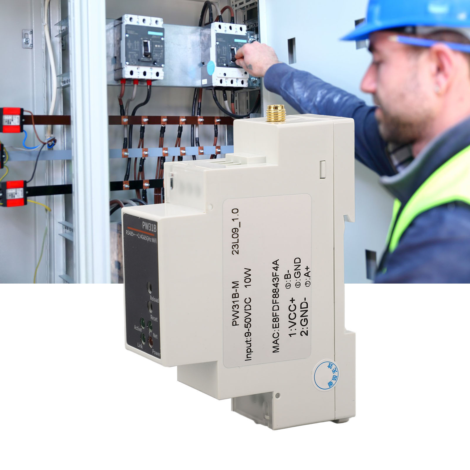 Pw31b-m Ist Ein Serieller Wifi-server Mit Niedriger Spannung Für Vernetzte Objekte (rs485 Zu Dualband-wifi 2,4 Und 5 Ghz), Schienenmontage, 9-50 V Dc-netzteil.