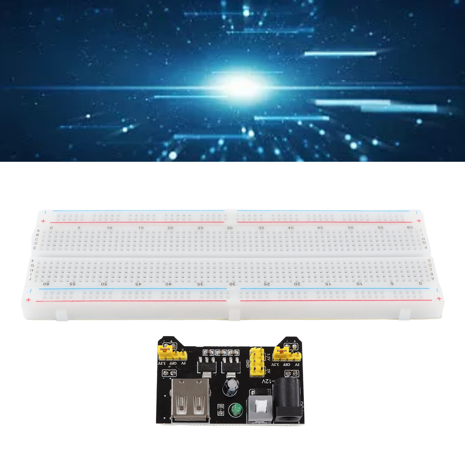 Mb-102 Netzteilmodul Für 830-loch-steckplatine + 830-loch-steckplatine + 65 Mm Steckplatinenkabel (schwarz)