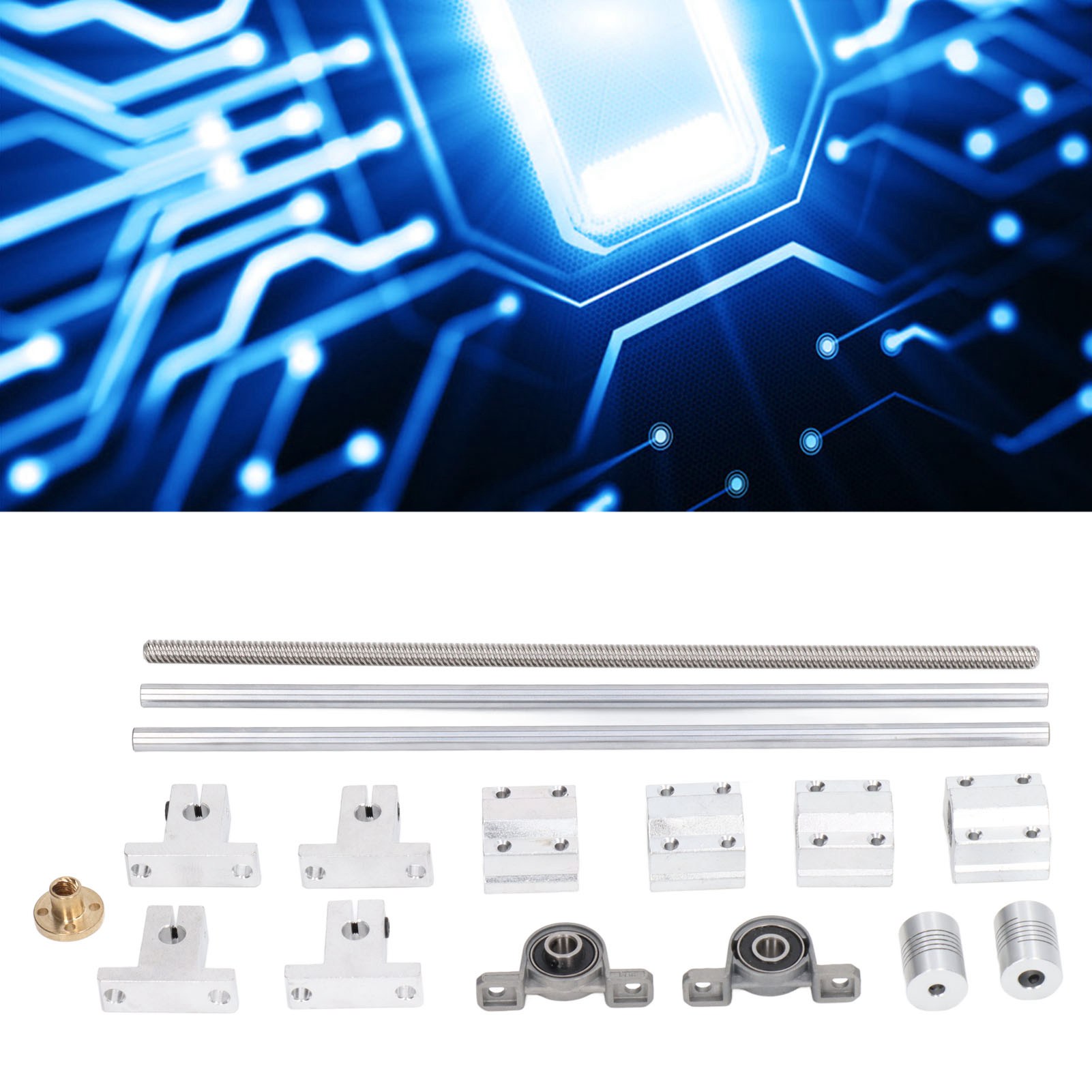 T8 Kugelgewindetrieb-set Mit Kupplung, 300 Mm Horizontaler Optischer Welle Und 8 Mm Durchmesser Doppelschienen-kugelgewindetrieb-wellenstützlagergehäuse, Industrielle Kombination.