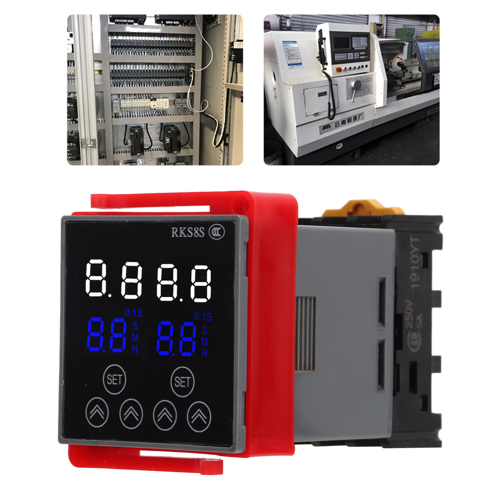 Rks8-1z Multifunktionales Zeitverzögerungsrelais Mit Lcd-anzeige, Ein-/ausschalter Und Sockel, 12 V Dc