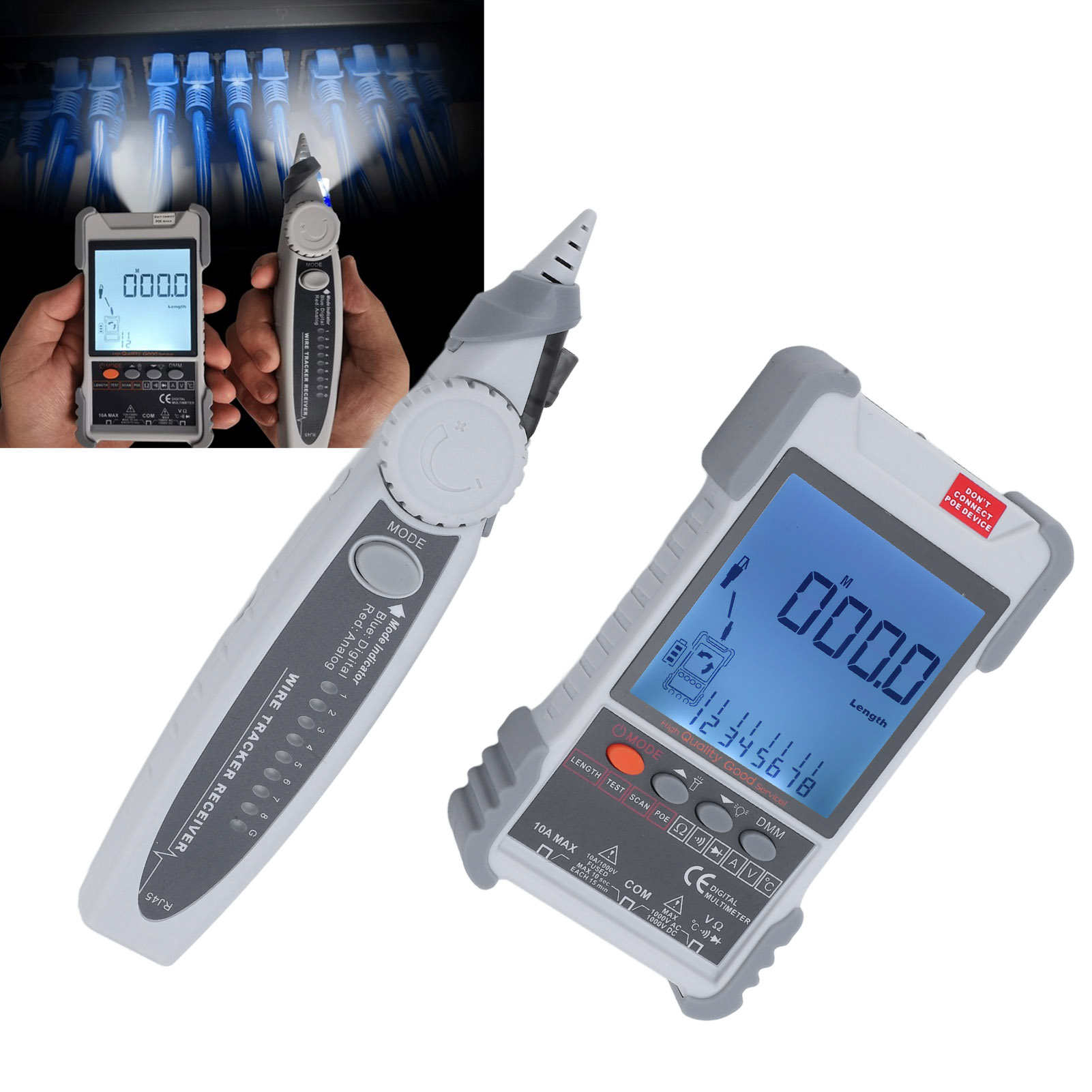 Et618 Netzwerkkabeldetektor Und Kombiniertes Multimeter Zur Messung Von Netzwerkkabellängen Bis Zu 500 Metern