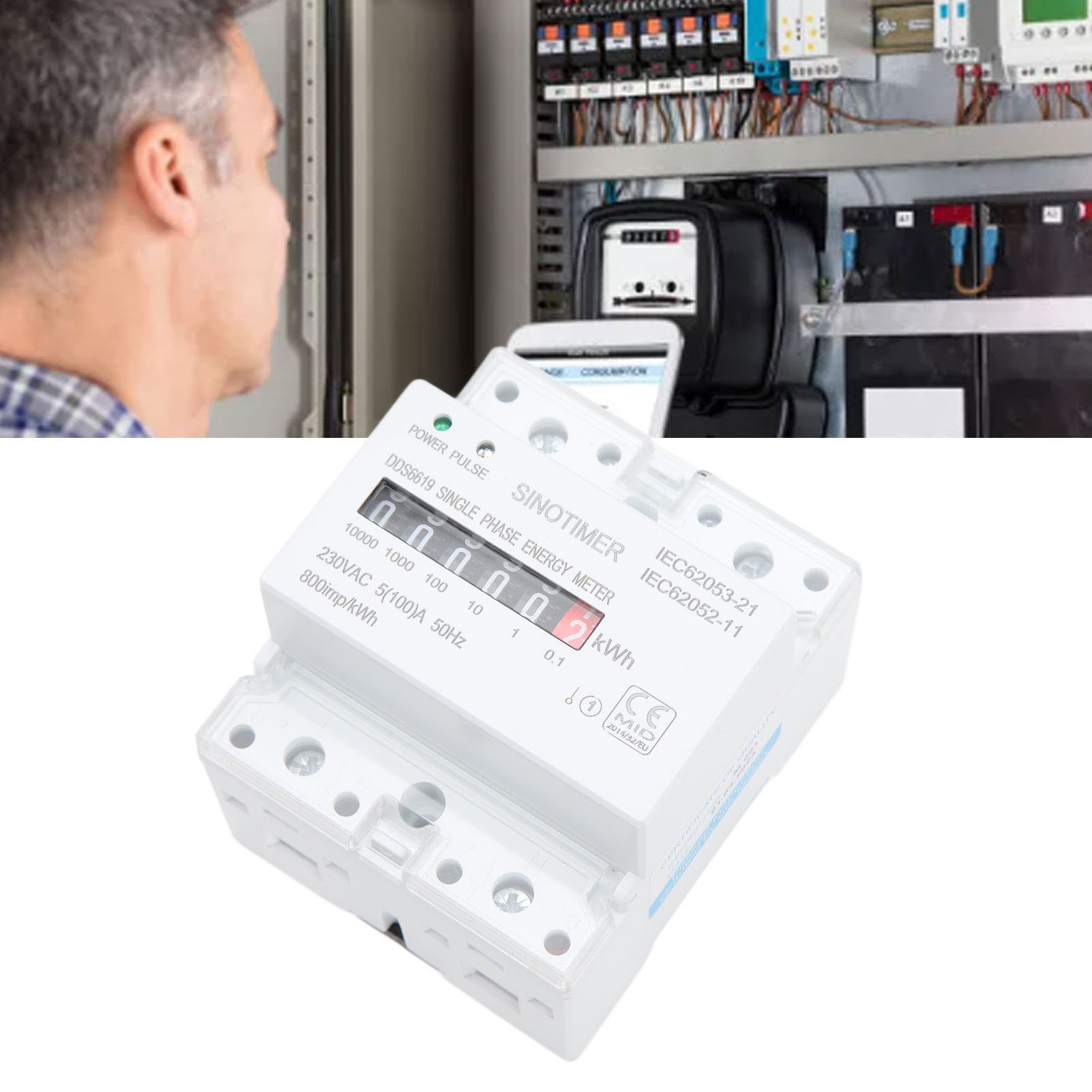 Intelligenter, Einphasiger Miniatur-schienenstromzähler Für Wohn-/mietwohnungen, 230 V Ac 5 A.