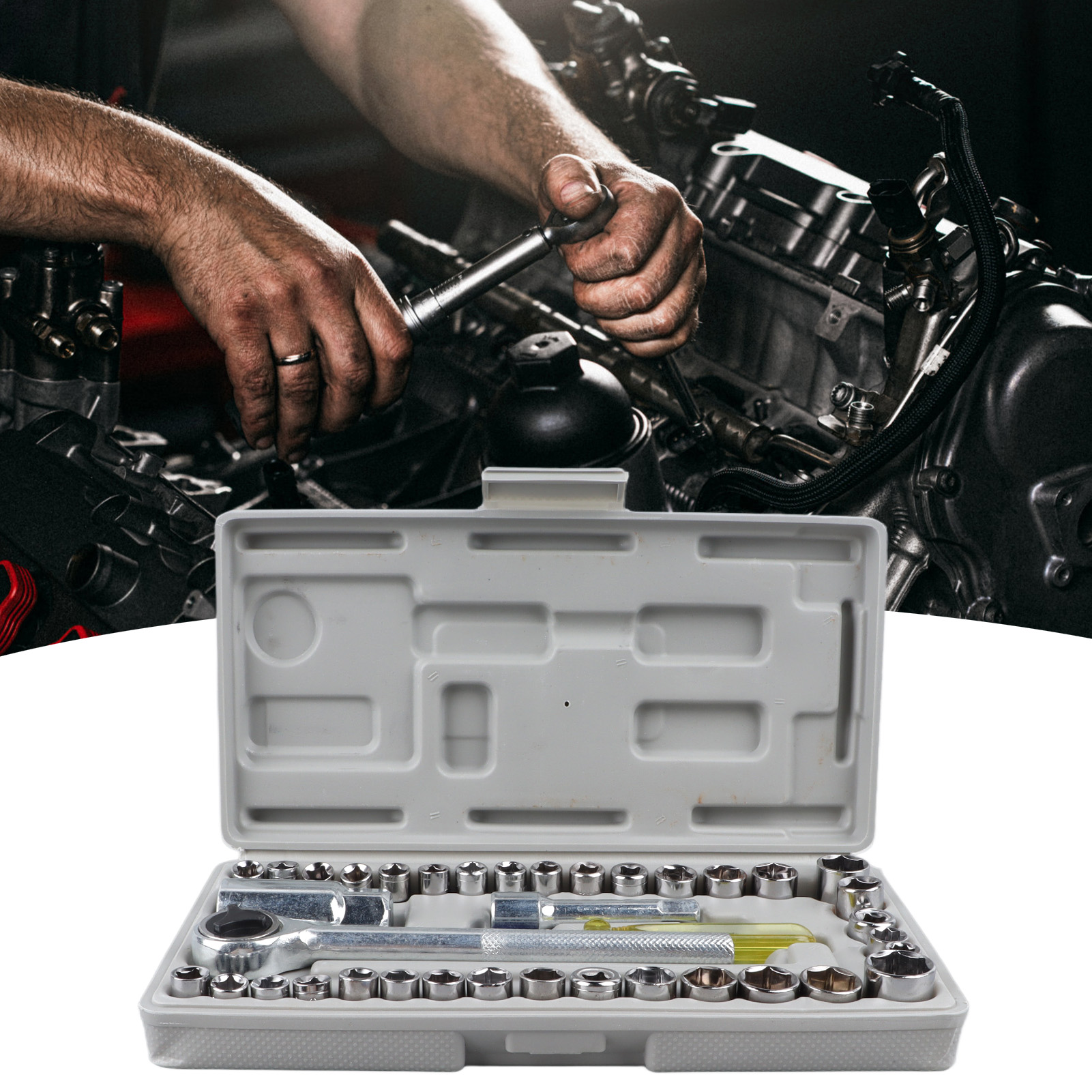 Set Mit 40 Miniatursteckschlüsseln Für Auto- Und Heimwerkerreparaturen