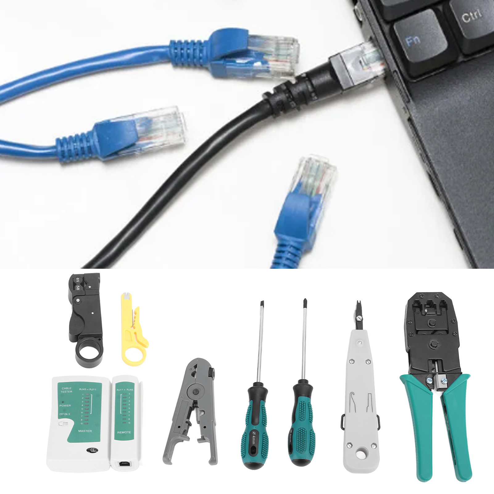 Rj45-netzwerktest-crimpwerkzeug-set Für Gerade Cat5- Und Cat6-stecker