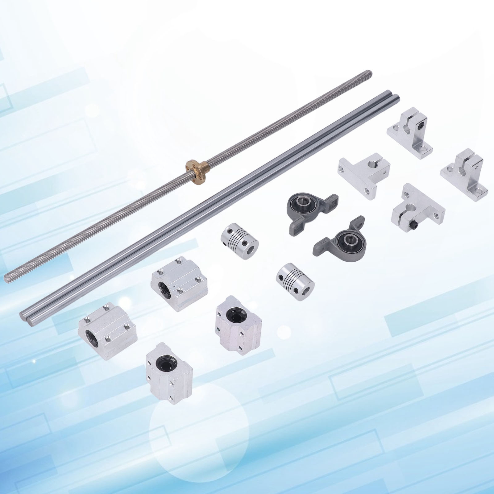 T8 Kugelgewindetrieb-set Mit Kupplung, 400 Mm Horizontaler Optischer Welle Und 8 Mm Durchmesser Doppelschienen-kugelgewindetrieb-wellenstützlagergehäuse, Industrielle Kombination.