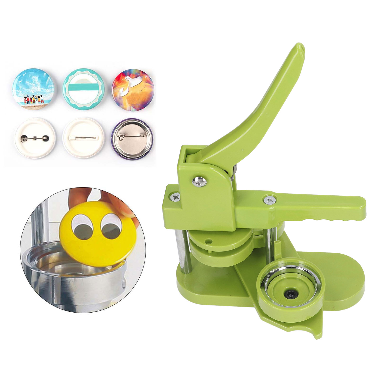 Diy-anstecknadel-set Mit Knopfmaschine Und Rotations-anstecknadelmaschine Mit 100 Knöpfen, Einem Kreisschneider Und Einem Zauberbuch (25 Mm)