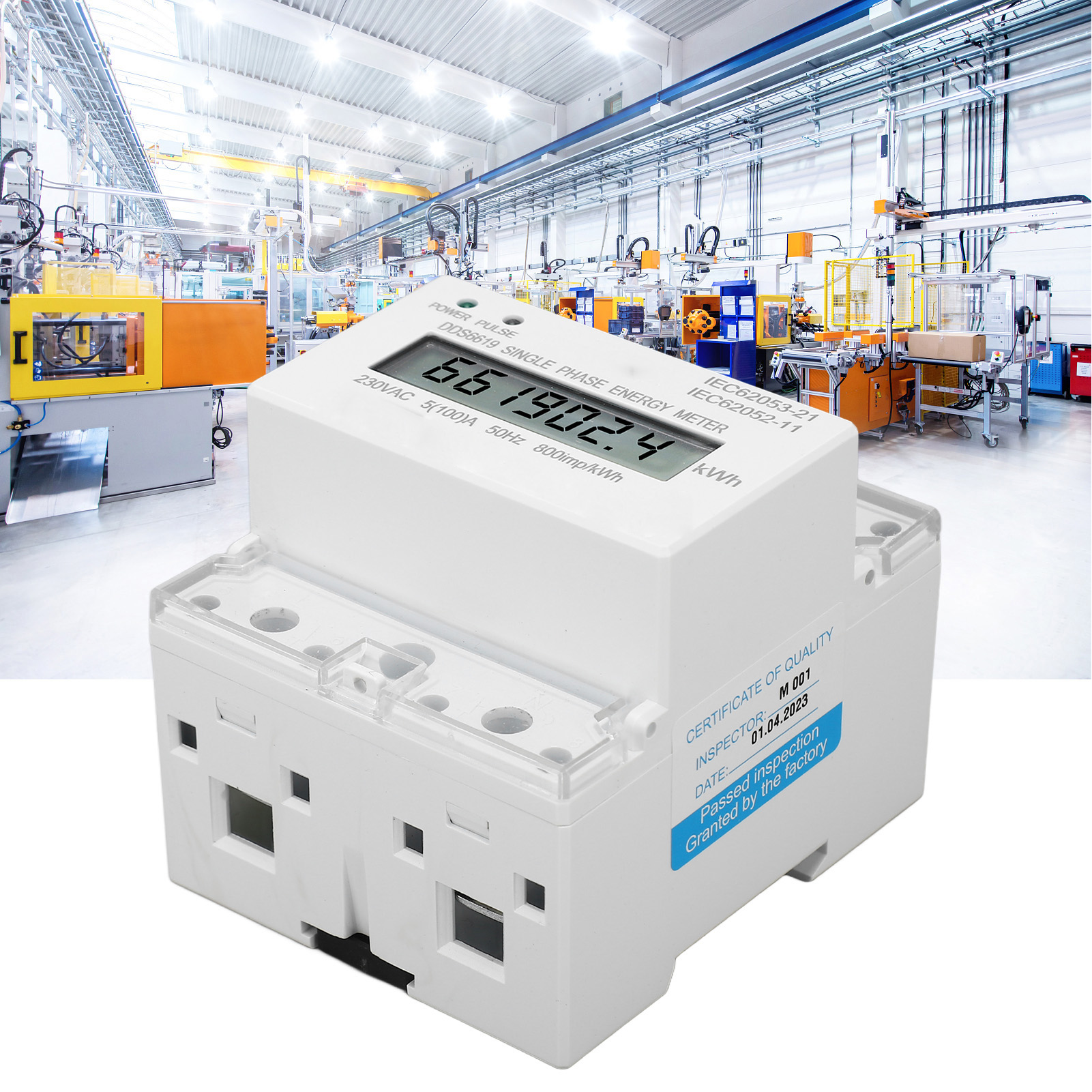 Einphasiger Lcd-schienen-energiezähler (kwh) Für Den Hausgebrauch, 230 Vac, 50 Hz, 5 A.