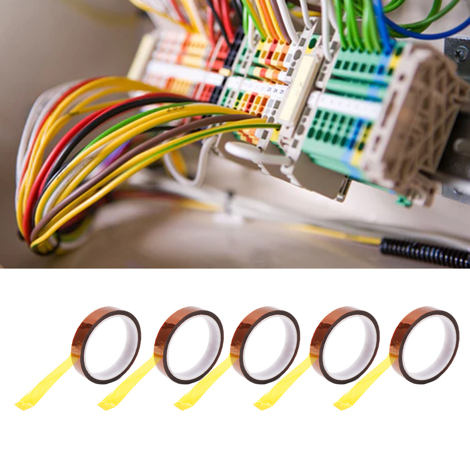 Verkauft In 5er-packungen, 0,05 Mm Dicke Klebeschicht, 18 Mm Breite Oberfläche, 33 M Gesamtlänge, Hochtemperaturbeständiges Goldbraunes Polyimid-isolierband Für Isolierung Und Elektronisches Löten.