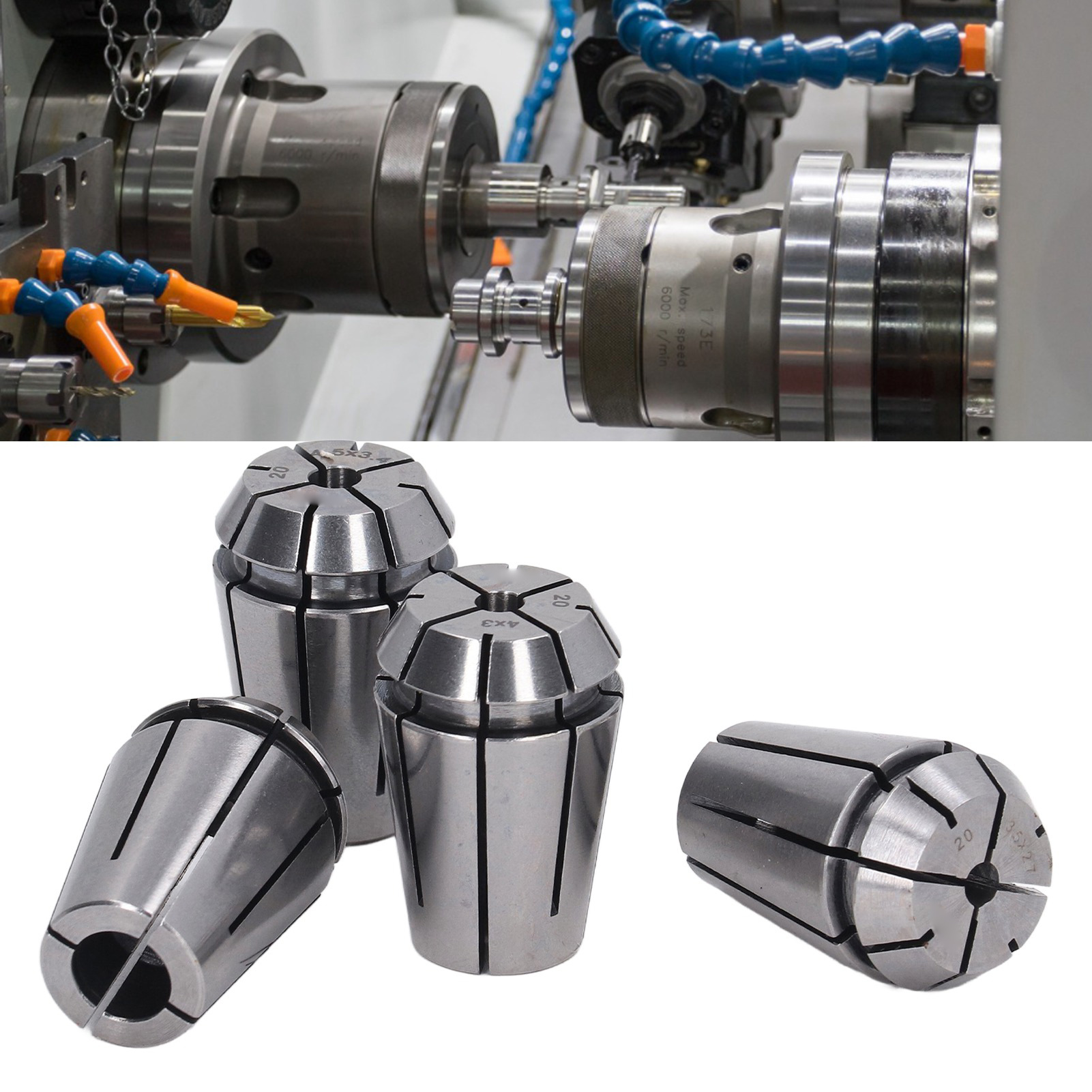 Erg20-serie Gewindebohrer-spannset, Gewindebohrer, Spannfutter, Cnc-werkzeugzubehör, Maschinenspannzangen, Hochpräzise Elastische Spannzangen (4-teiliges Set)