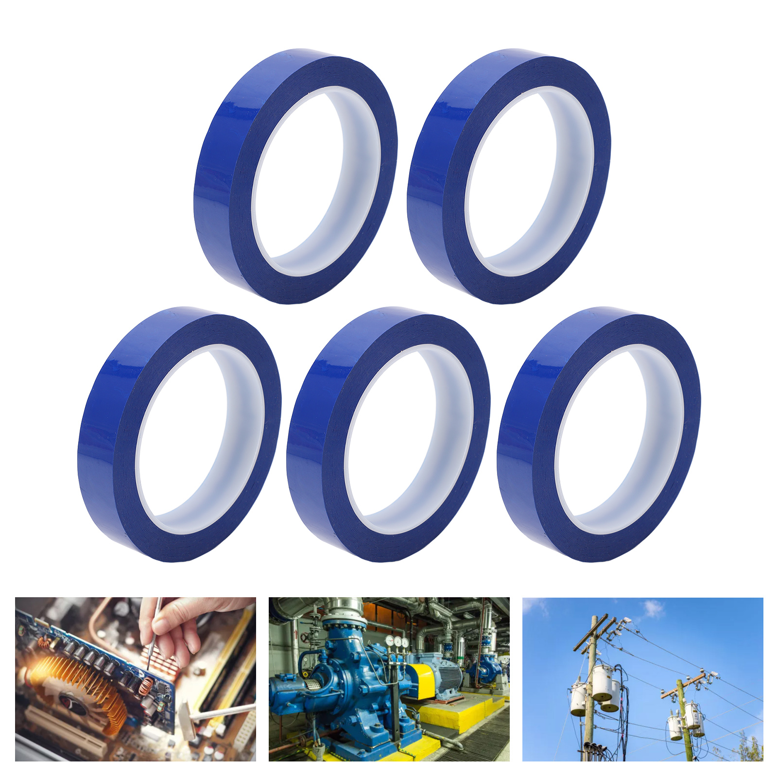 Verkauft In 5er-packs, 0,05 Mm Dicke Klebeschicht, 20 Mm Breite Oberfläche, 66 M Gesamtlänge, Mylar-band, Hitzebeständiges Pet-isolierband, Blau.