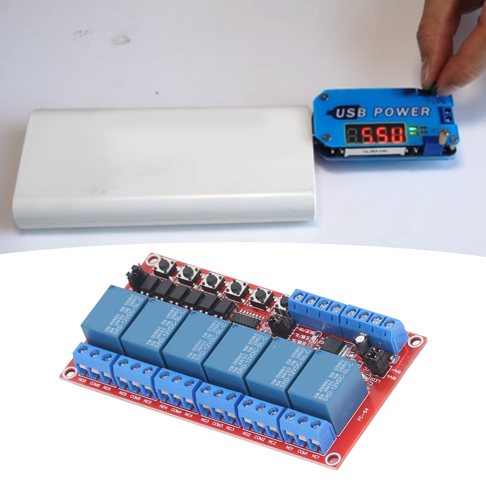 Sechskanal-relaismodul Mit 5v/12v/24v-verriegelungsschalter, High- Und Low-trigger, Sechskanal-relais-erweiterungsplatine