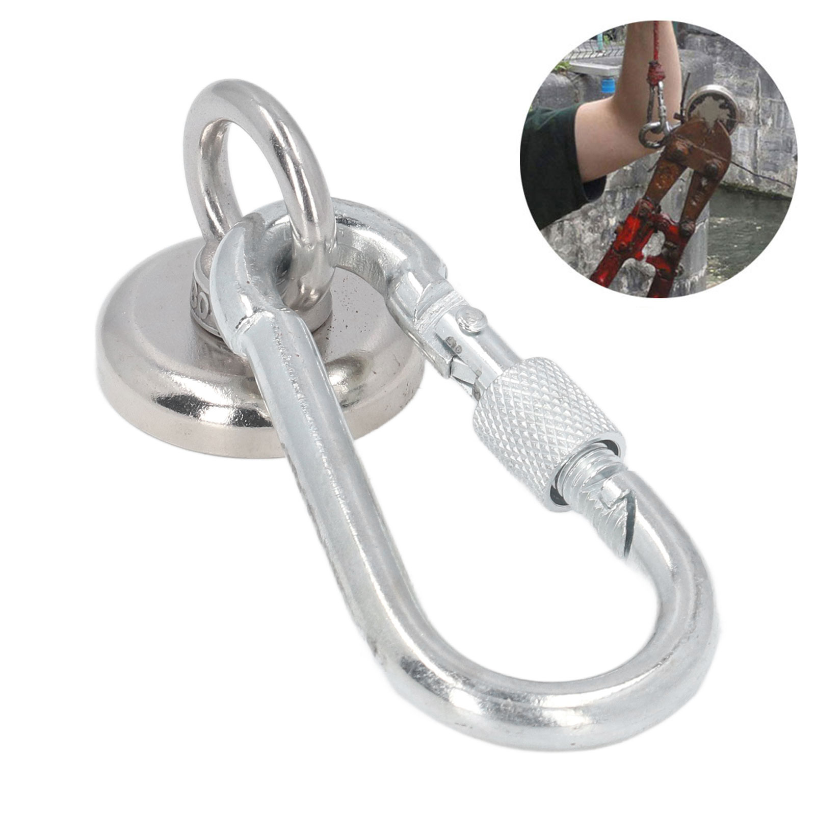 Nfm36-magnet Mit Einer Zugfestigkeit Von 43 Kg Und 6 Mm Durchmesser, 10 M Langes Seil, Wasserdichte Handschuhe Und Karabiner Zum Bergen Des Starken Magneten