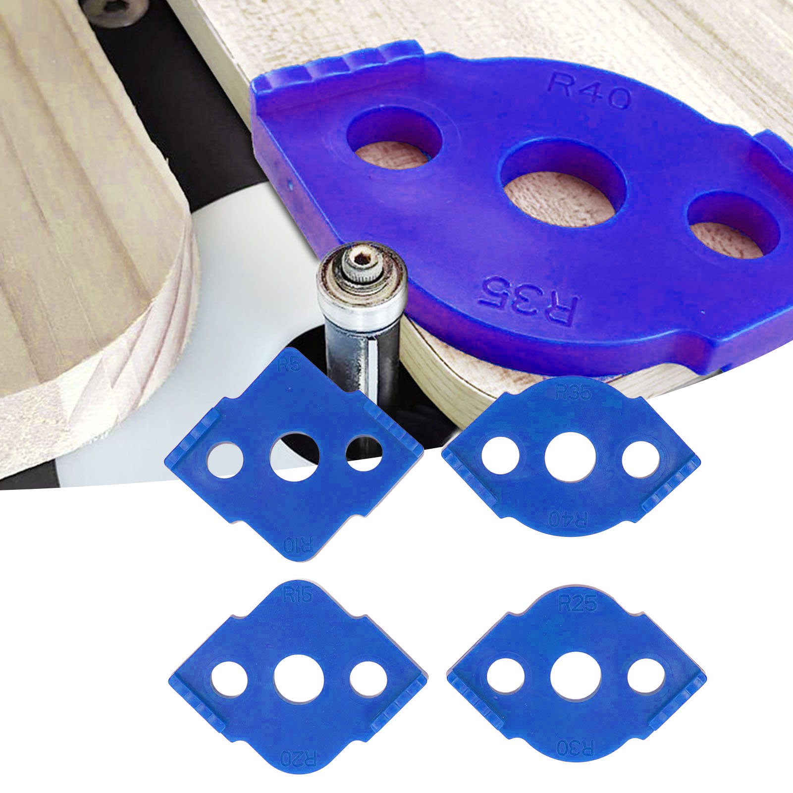 4-teiliges Holzbearbeitungsset, Schnell Positionierbare, Halb Abgerundete Ecke (blau)