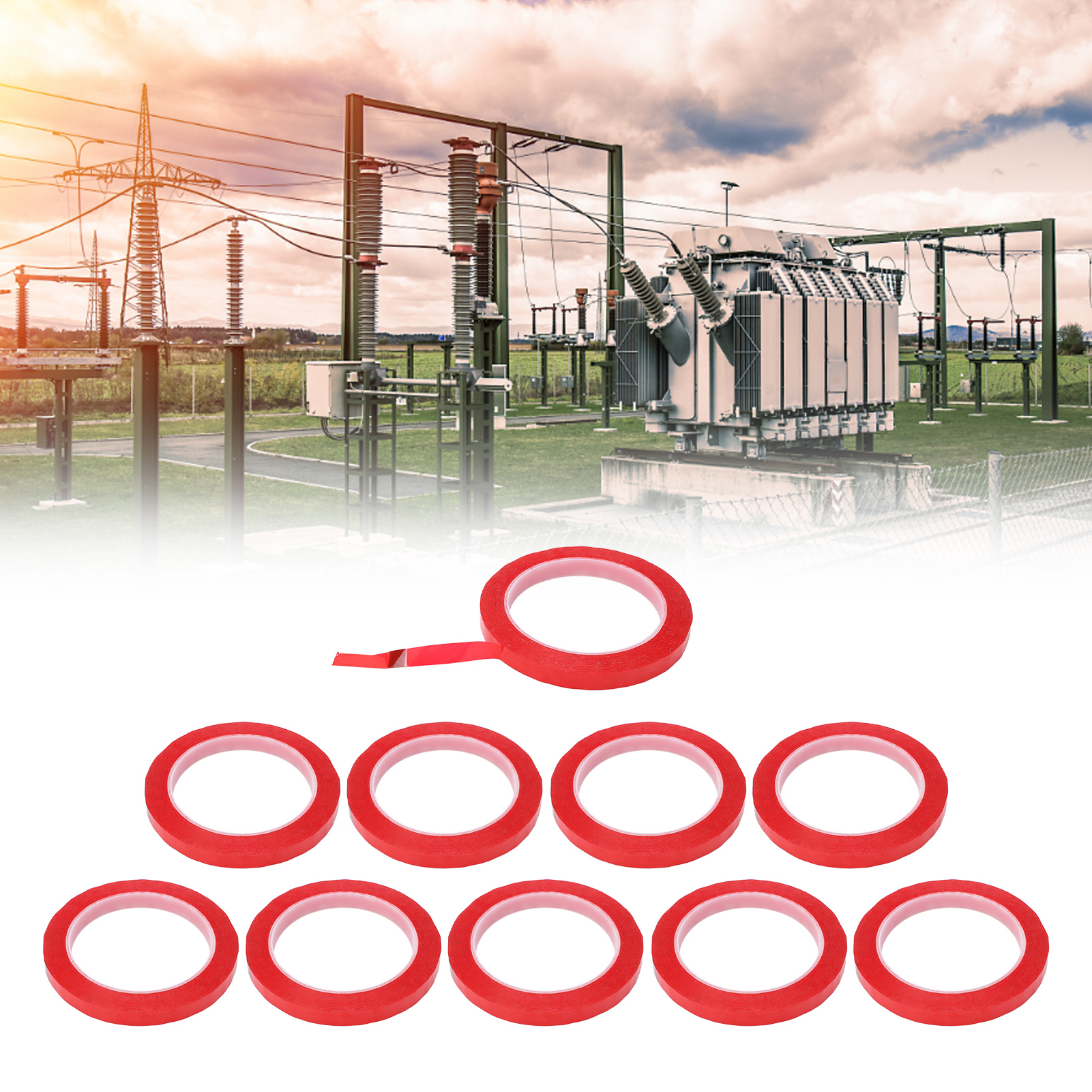Verkauft In 10er-packungen, 0,05 Mm Dicke Klebeschicht, 10 Mm Breite Oberfläche, 66 M Gesamtlänge, Rotes Mylar-band, Hitzebeständiges Pet-isolierband.