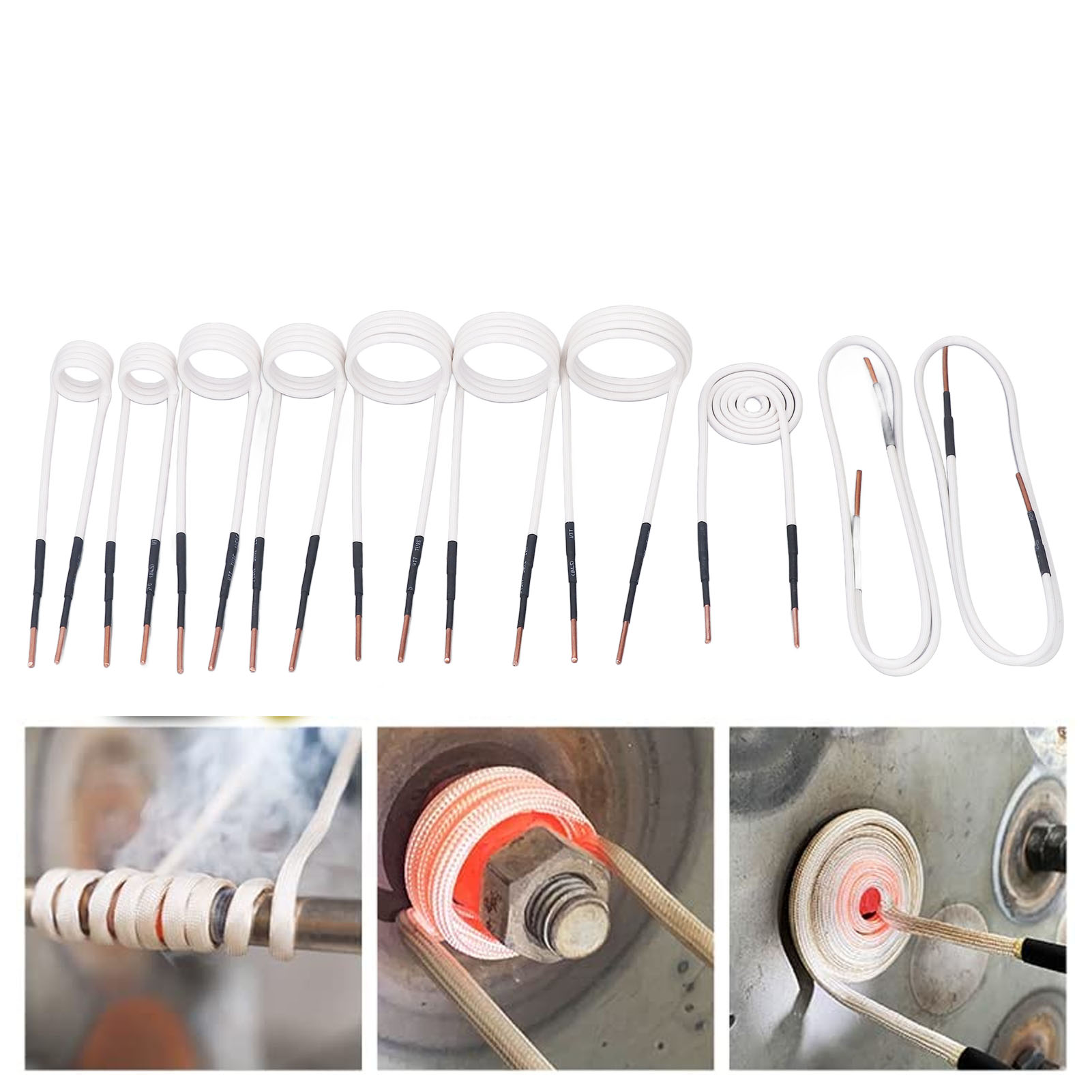 Set Mit 10 Elektrischen Heizelementen Mit 2,5 Mm Messingkern. Flexible Und Langlebige Hochfrequenz-heizelemente, Ideal Zum Lösen Festsitzender Schrauben Und Muttern.
