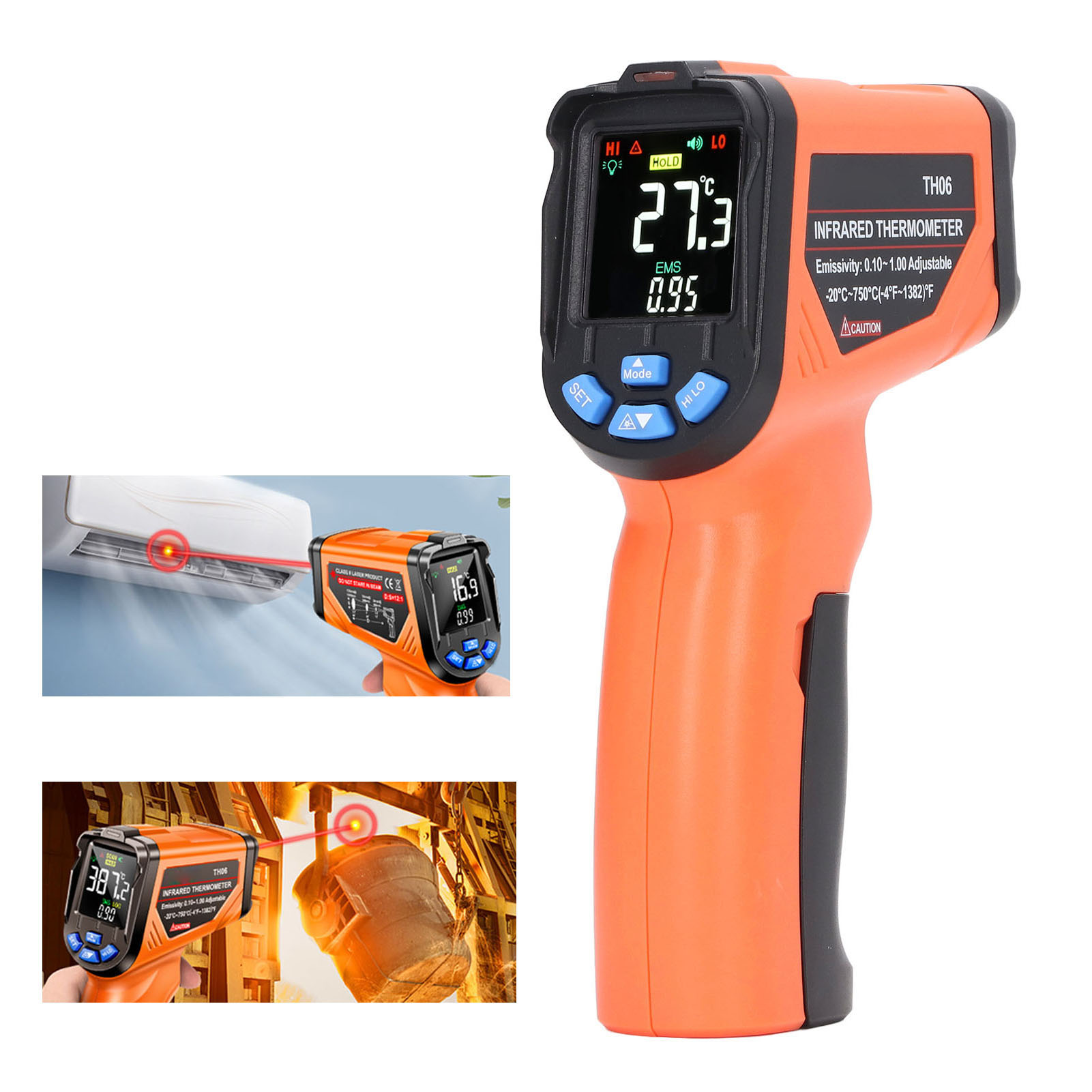 Aneng Th06 Thermometer, Industriethermometer, Hochpräzises Ölthermometer, Infrarot-laserthermometer Für Kochen Und Wasser
