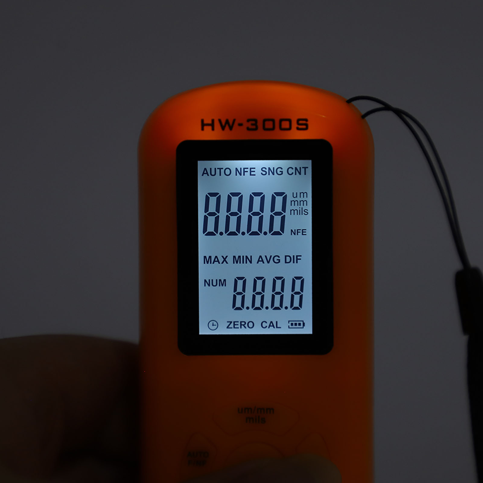 Lackdickenmesser, Lacktiefenmesser, Drei Maßeinheiten: Μm/mm/mils. Verwendung In Der Fertigung, An Produktionsanlagen Und Verarbeitungsmaschinen. Farbe: Orange.