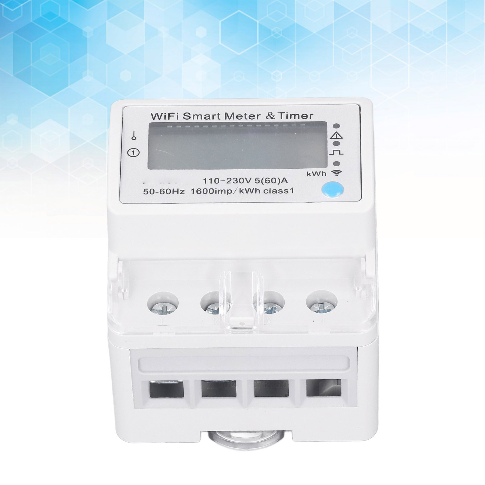 Intelligenter Stromzähler Mit Digitaler Prepaid-anzeige An Der Schiene, Mit Wlan-anbindung Und Betrieb Mit 110-230 V Wechselstrom.
