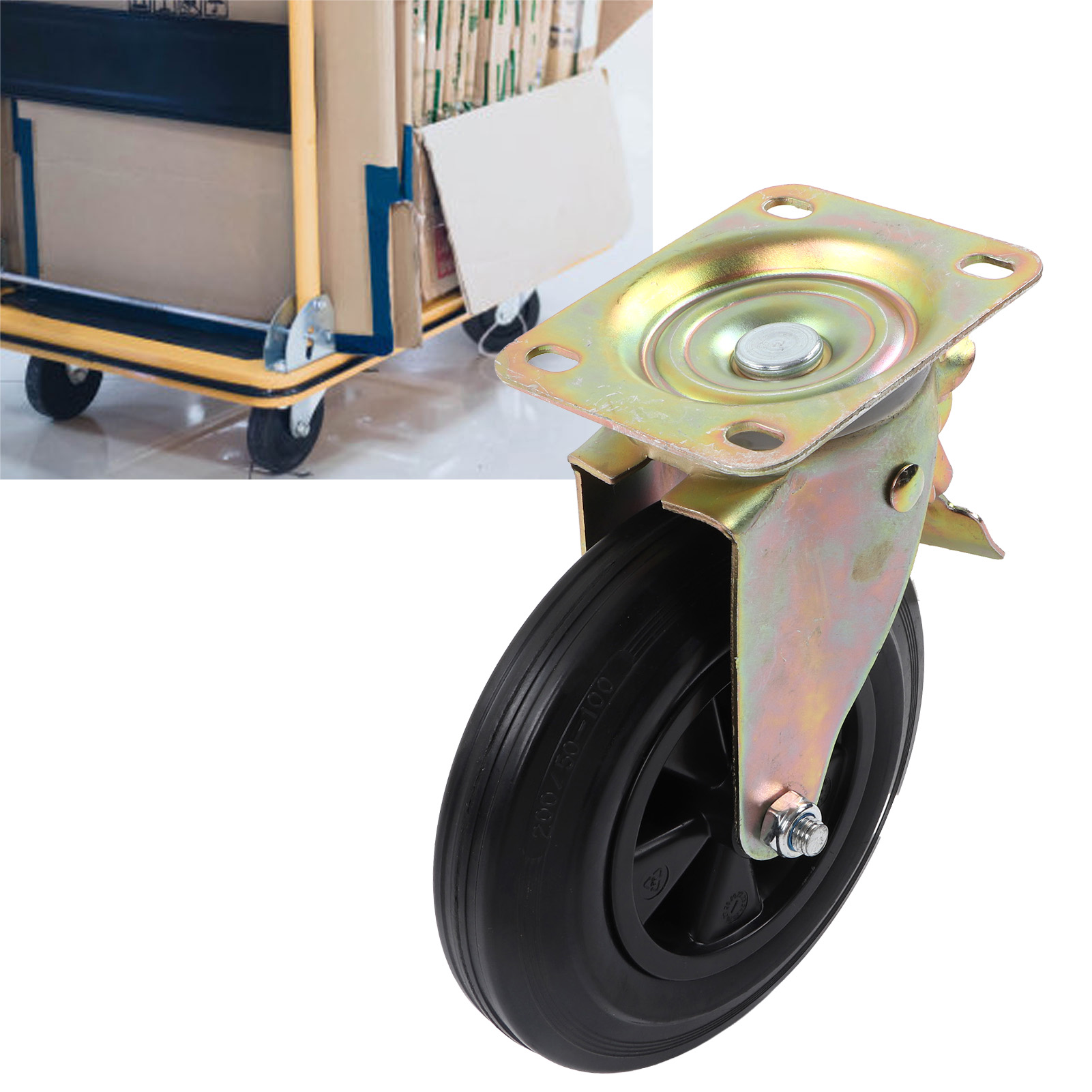 20 Cm (8 Zoll) Polyurethan-lenkrollen Mit Bremse Für Transportwagen, Müllwagen Und Werkbänke (maximale Belastung: 200 Kg [440 Lb]).
