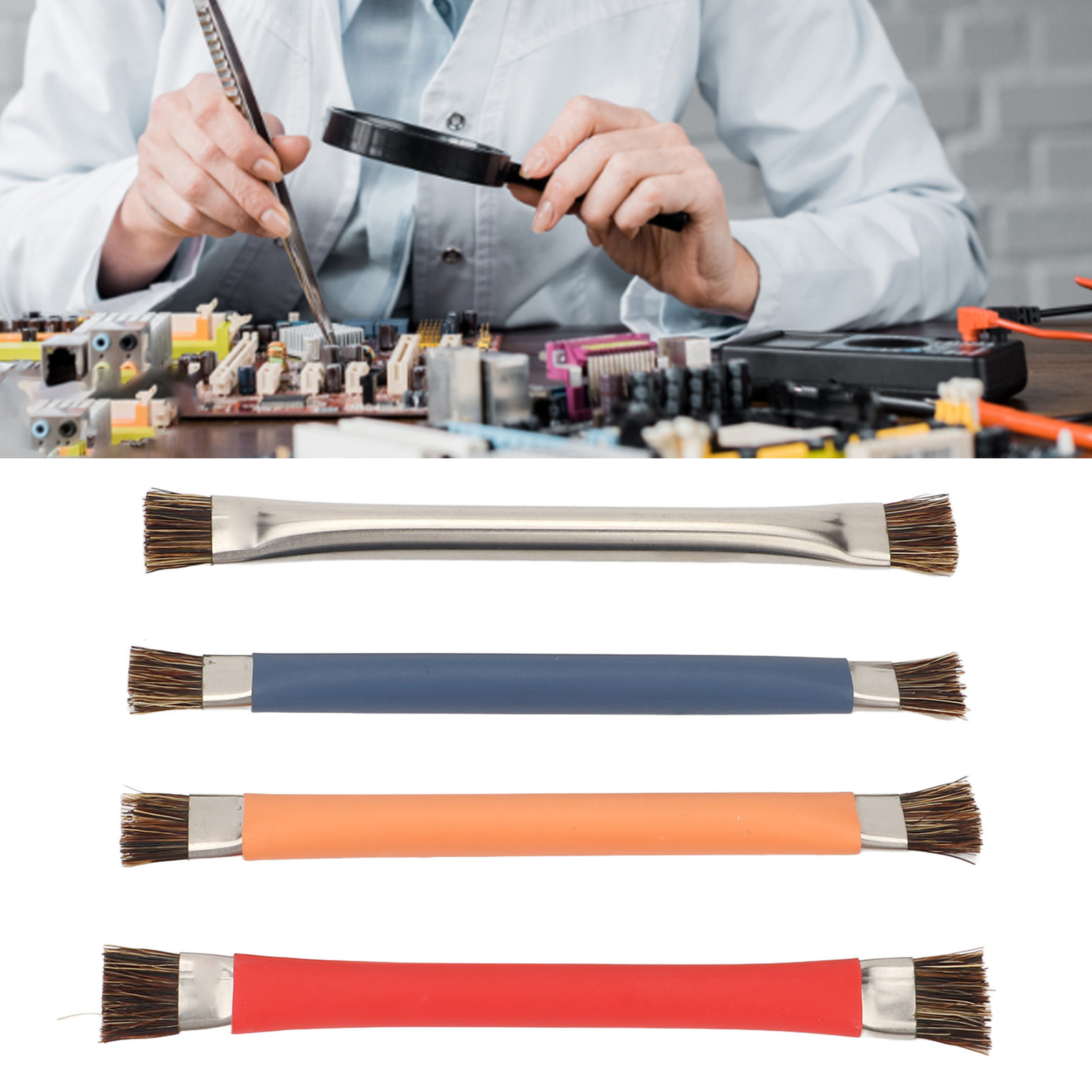 Erhältlich Im 4er-pack: Doppelköpfige Bürsten Mit Steifen Borsten Zur Reinigung Von Lötpads, Antistatischen Schaltungen, Motherboard-schaltungen Und Integrierten Schaltungen.