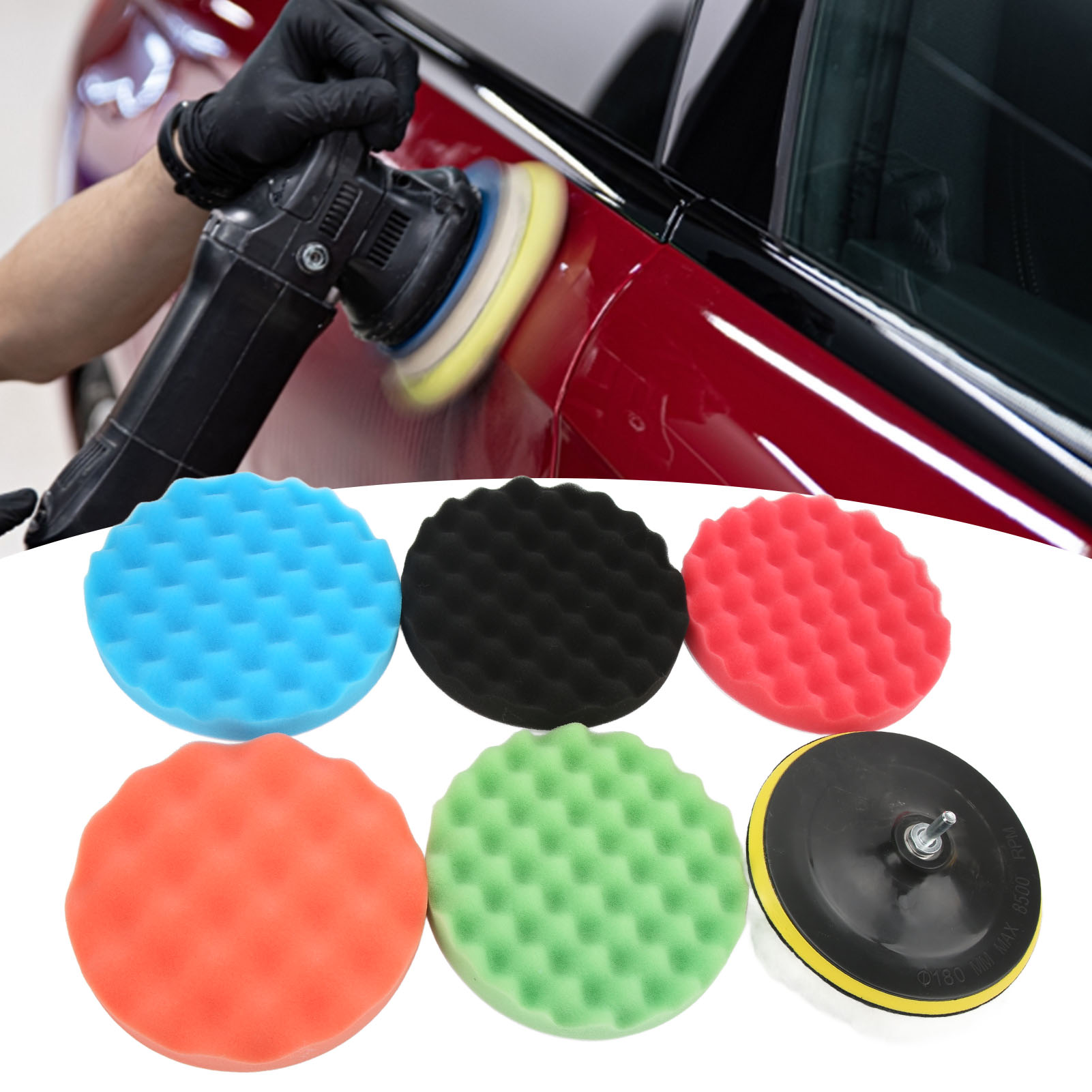 8-teiliges Set Inklusive Polierschwamm, Verlängerung Und 18 Cm (7 Zoll) Großem Polierpad.