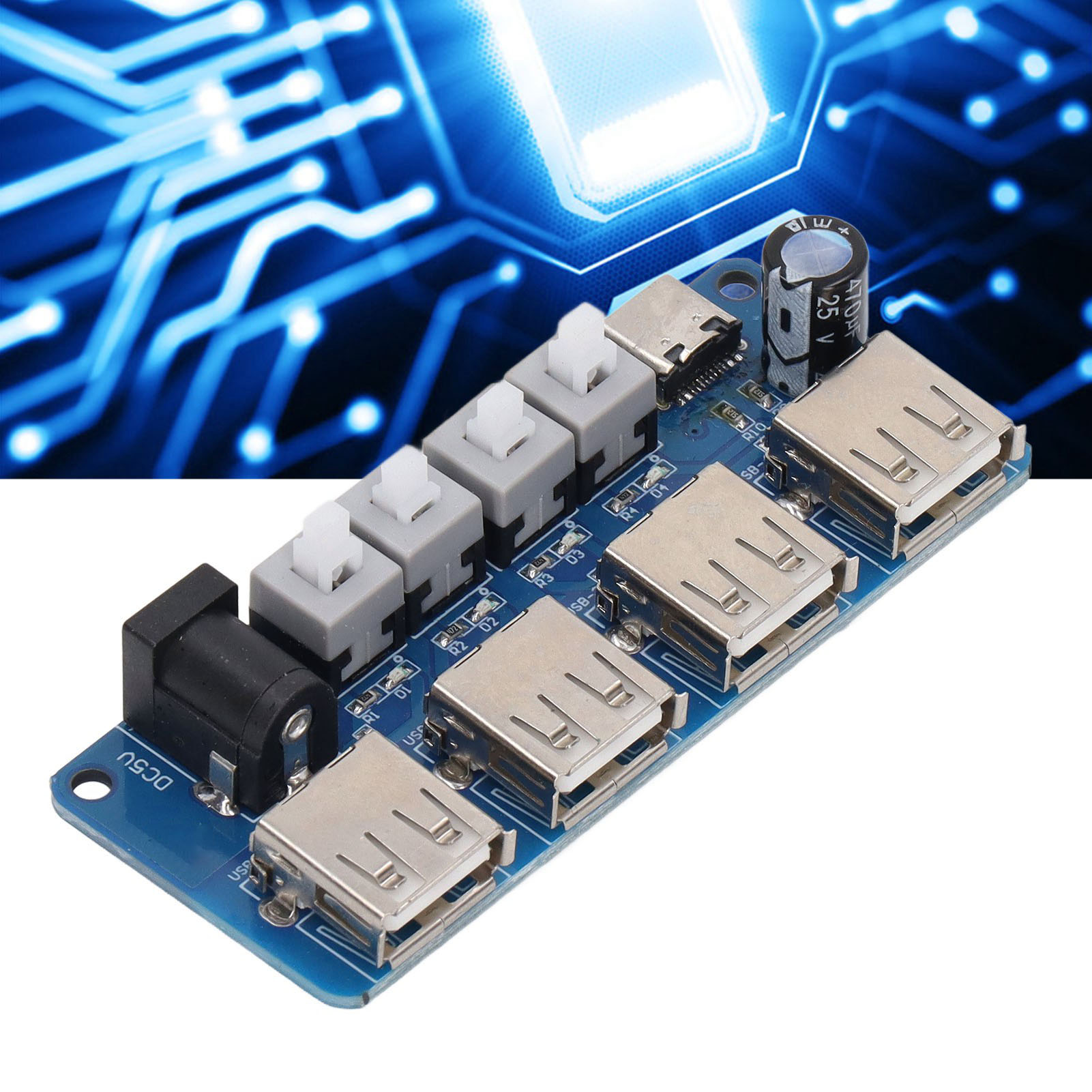 Netzteil-erweiterungsmodul Mit Steuertaste, 5-v-netzteil, 4-kanal-usb-stromverteilerplatine, Stromverteiler
