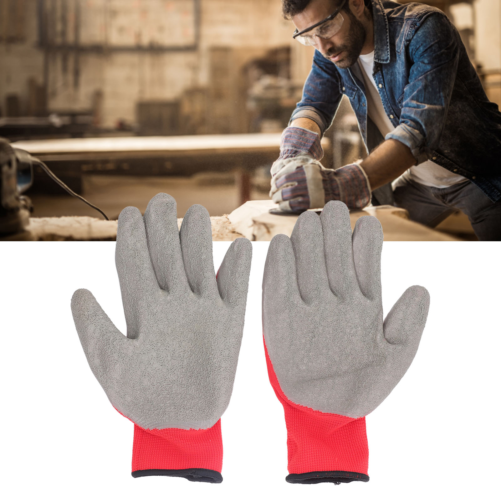 Arbeitsschutzprodukte: Gestrickte Latex- Und Nylonhandschuhe, Verschleiß- Und Schmutzbeständig, Mit Metallbeschlägen, Aus Weichem Gummi, Schnittfest Und Rutschfest.