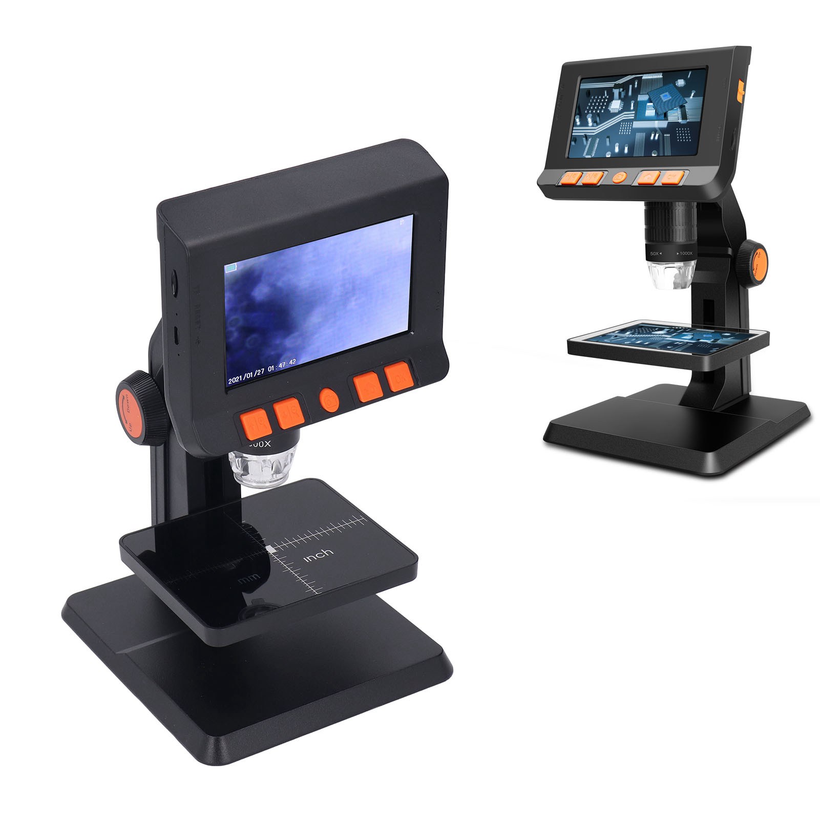 P110 Lcd-digitalmikroskop, 1000-fache Vergrößerung, Für Biologie, Mit Digitalen Und Mikrobiologischen Objektiven, 4,3-zoll-ips-bildschirm Mit 8 Leds, Auflösung 1920 X 1080p, Kompatibel Mit Windows Und