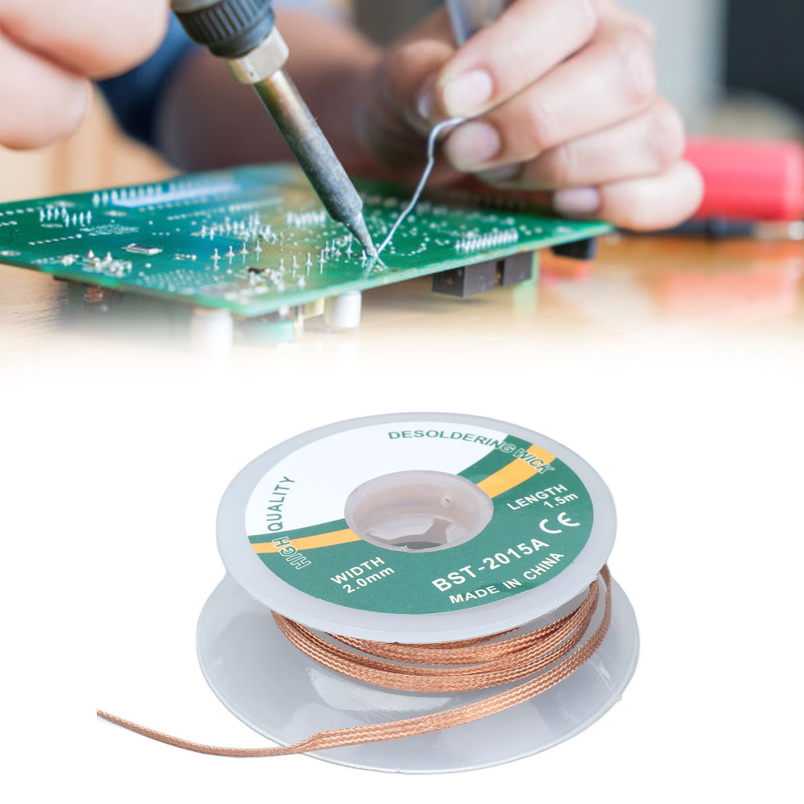 Rückstandsarmes, Reinigungsfreies Entlötkabel, 1,5 M Entlötlitze Hochfeste Entlötlitze Aus Seil, 2,0 Mm.