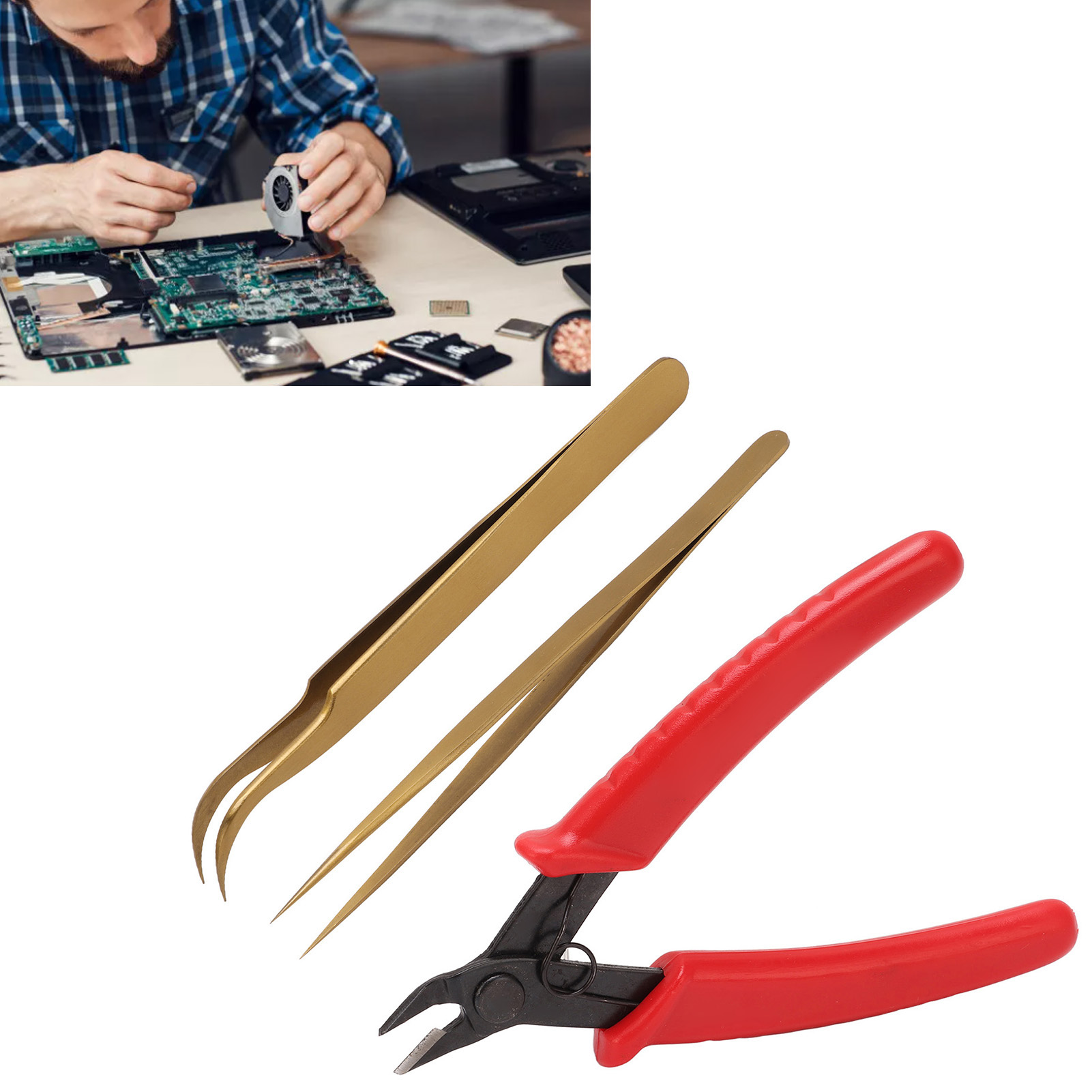 Elektronikreparatursets, Pinzetten, Gebogene Pinzetten, Zangen