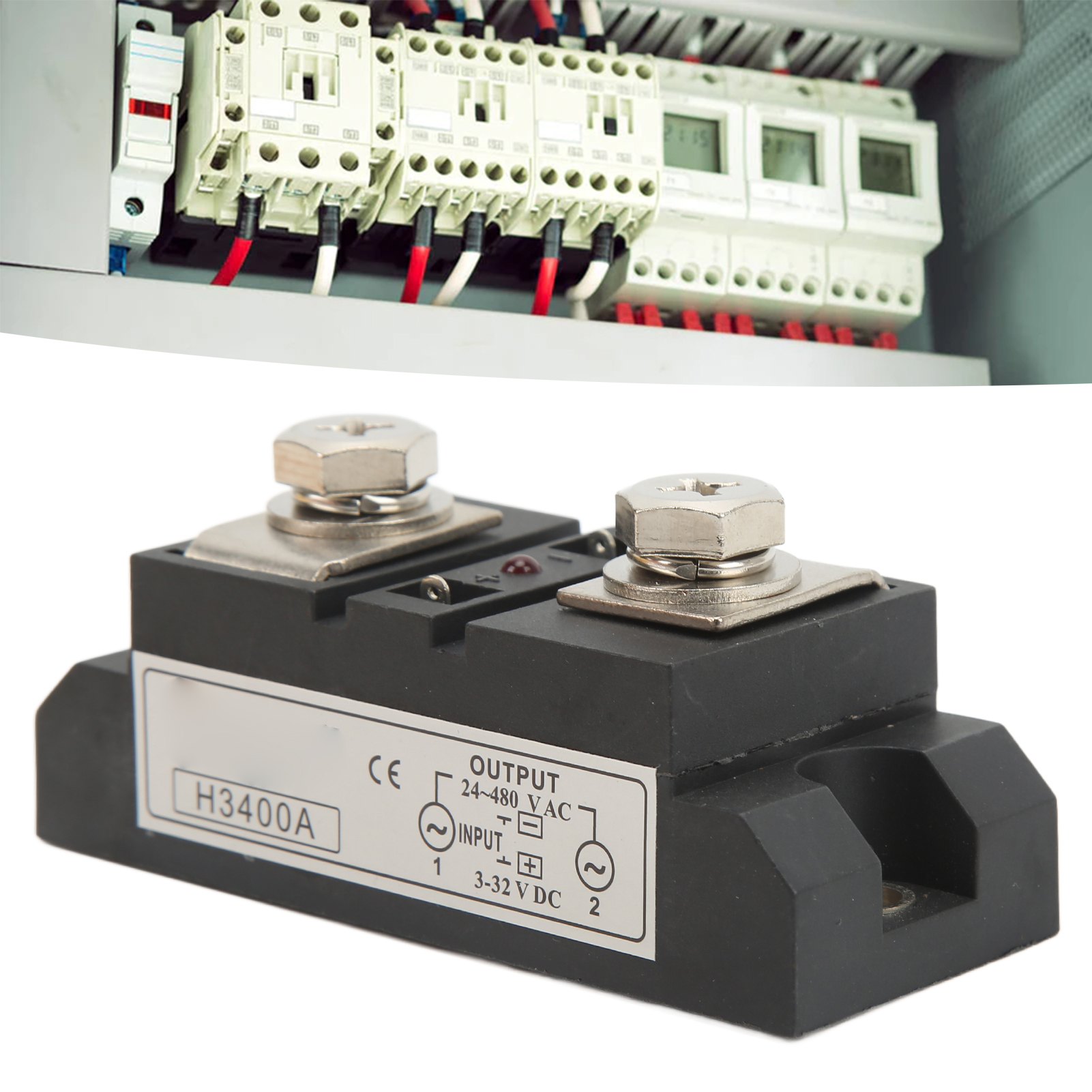 Industrielles Halbleiterrelais H3400a 400a Dc/ac: Eingangsspannung: 3–32 V Dc Ausgangsspannung: 24–480 V Ac