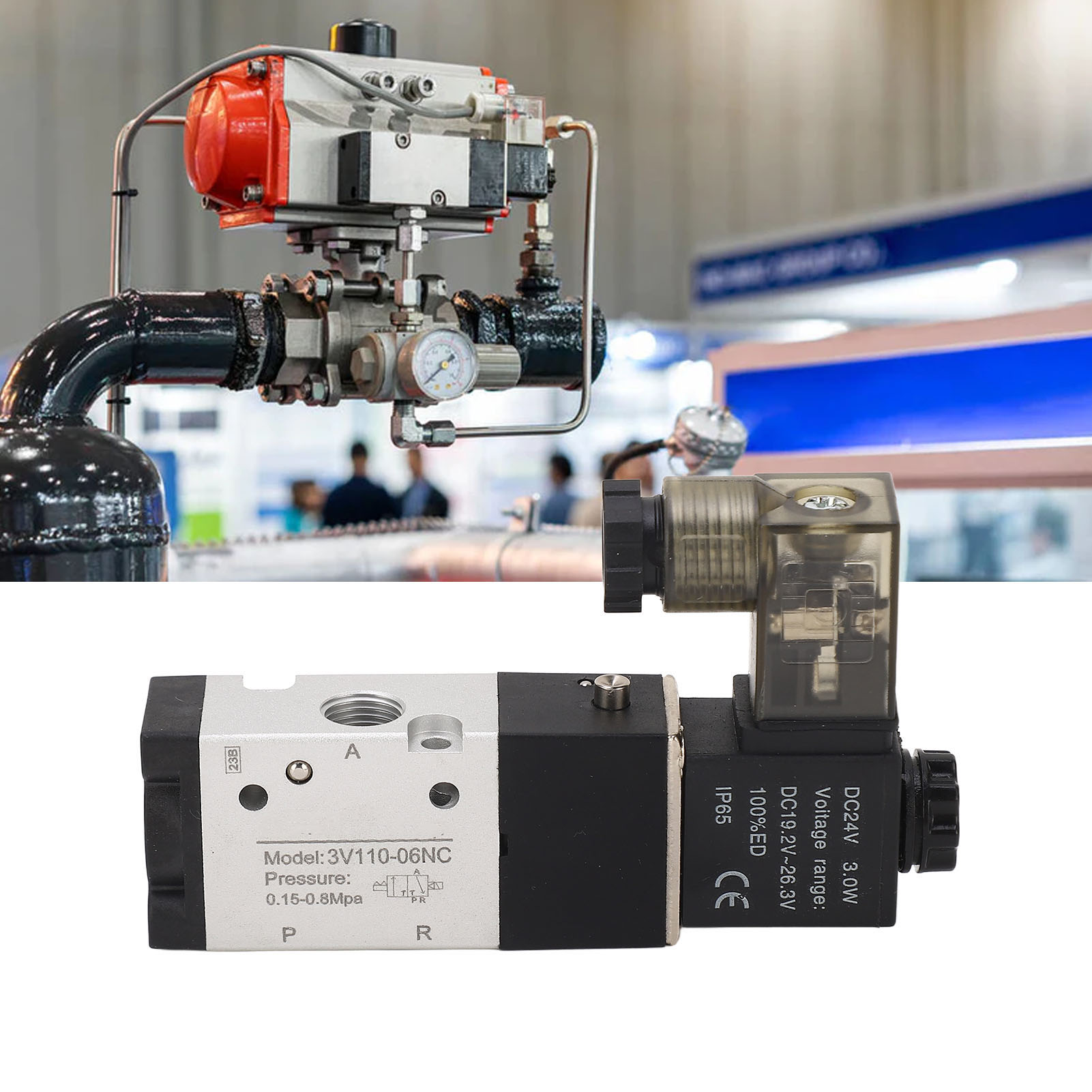 Berm® 3v110-06 Magnetventil, 3-wege, 2-positionen-verteiler, 24v Dc Pneumatisch, 1/8" Npt-gewinde.