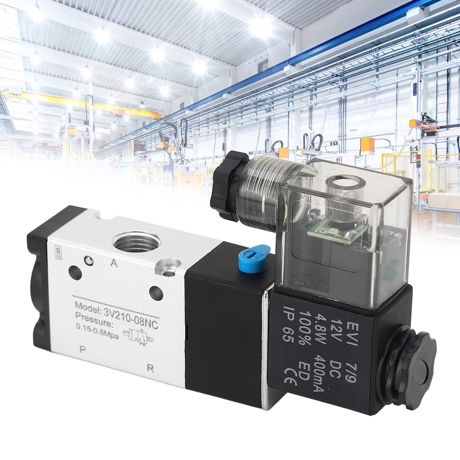 Berm@ 3v210-08 Magnetventil, 3-wege, 2-positionen-verteiler, 12v Dc Pneumatisch, 1/4" Npt-gewinde.