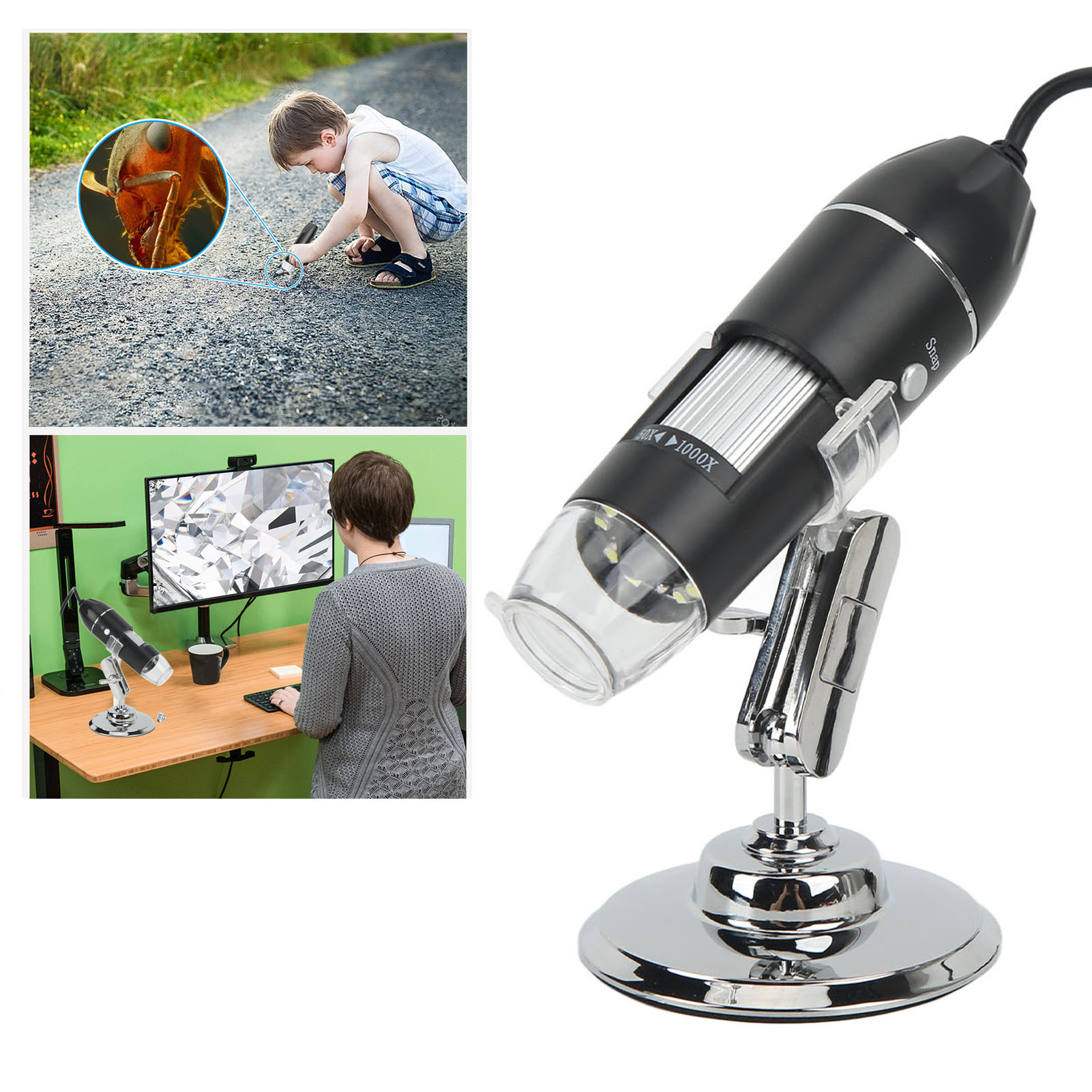3-in-1 Usb-digitalmikroskop 1000x