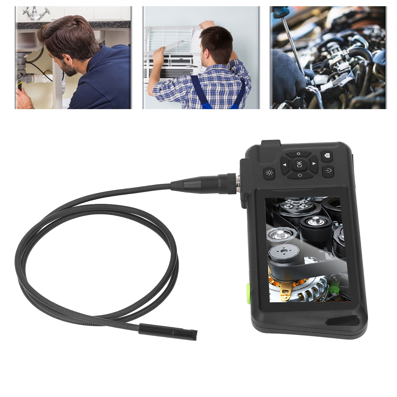 Tragbares 4,5-zoll-industrieendoskop Mit Ips-hd-1080p-bildschirm Und Zwei 7,9-mm-linsen