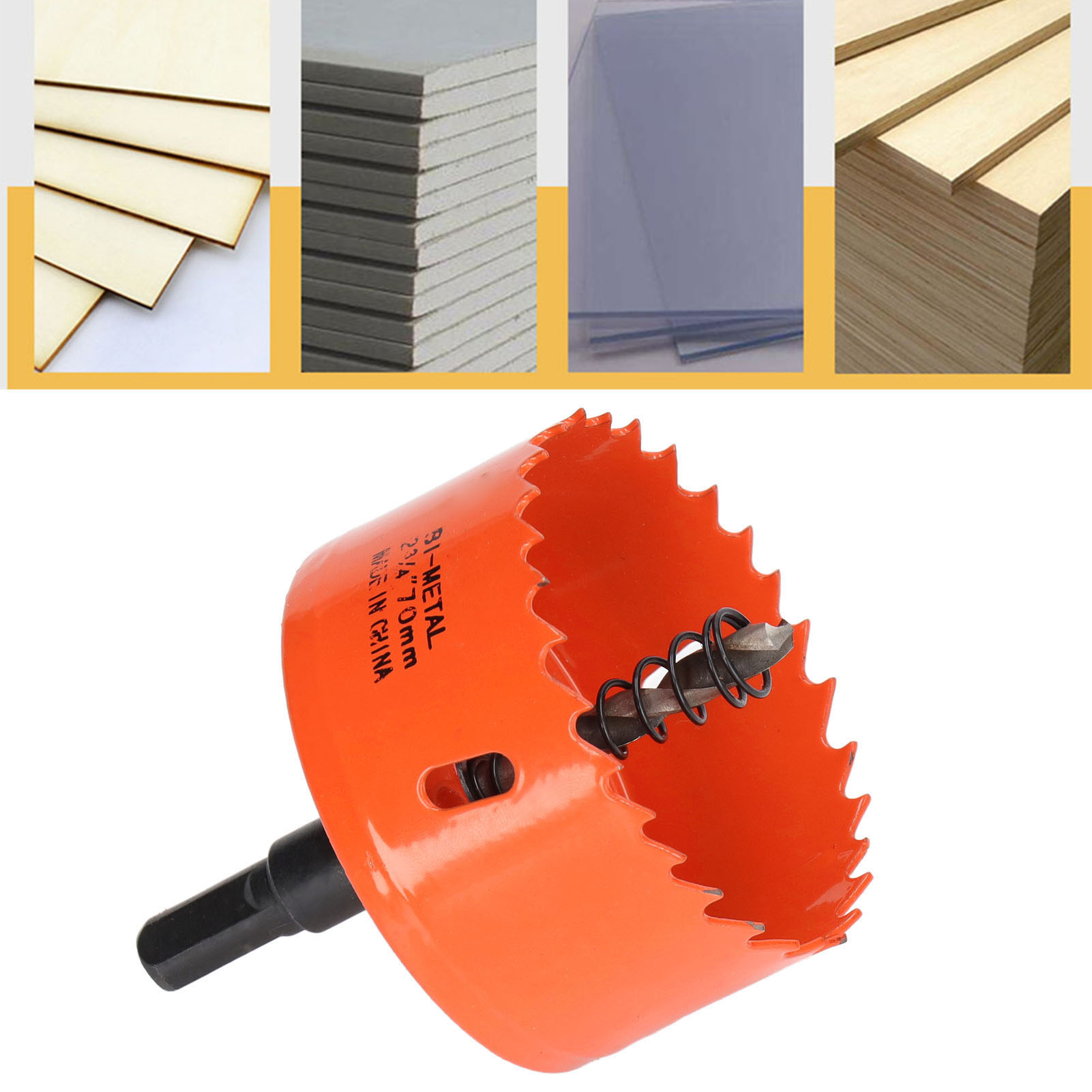 Die 2-3/4 Zoll Bimetall-lochsäge Mit Robustem Spannfutter, Die Hss-lochsäge, Wird Zur Herstellung Von Cornhole-spielbrettern Aus Holz, Pvc, Gipskarton, Aluminium Und Metall Verwendet.