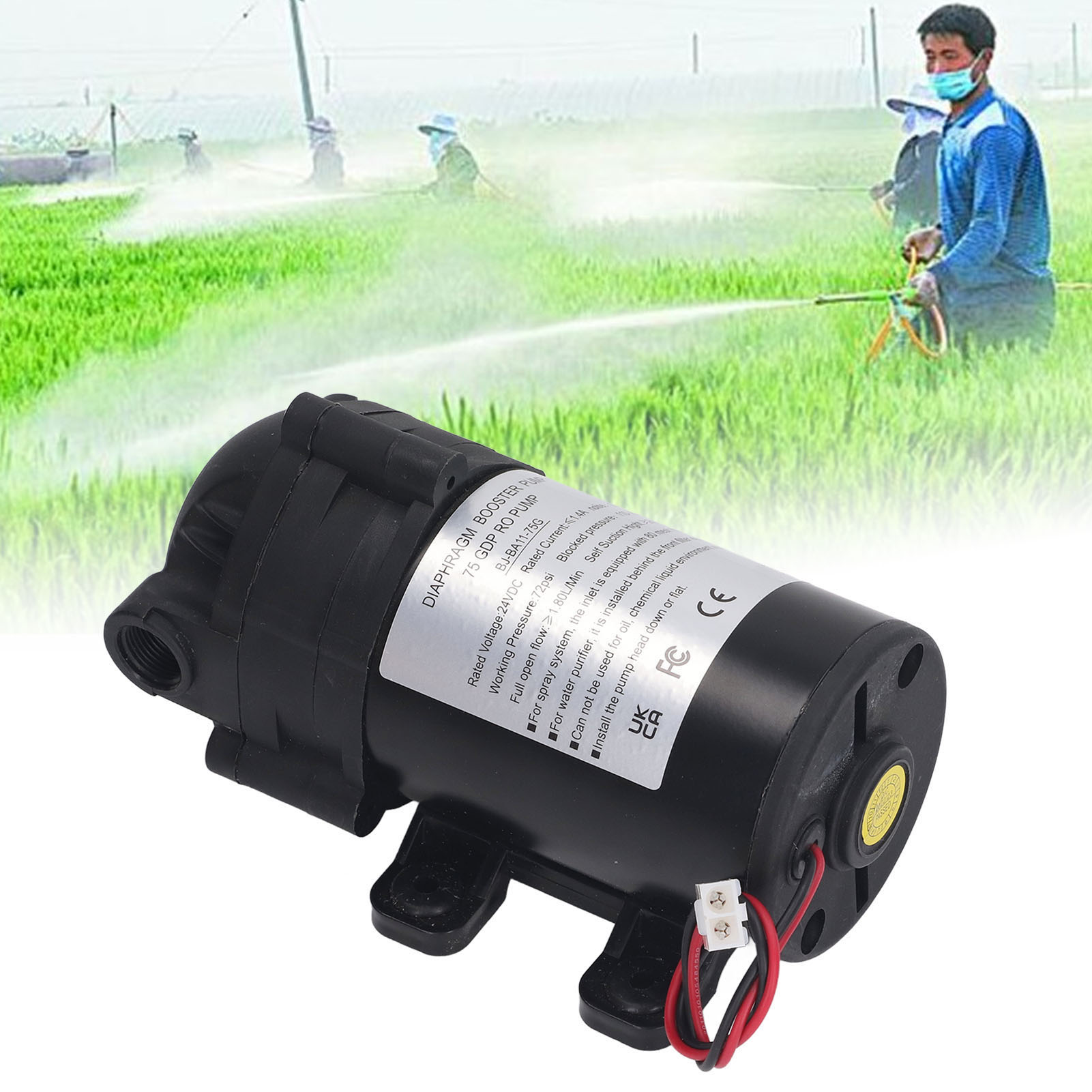 24v Dc, 36w, 75g Membrandruckpumpe, Selbstansaugend, Mit 3-punkt-innengewinde, Zur Zerstäubung, Ohne Adapter.
