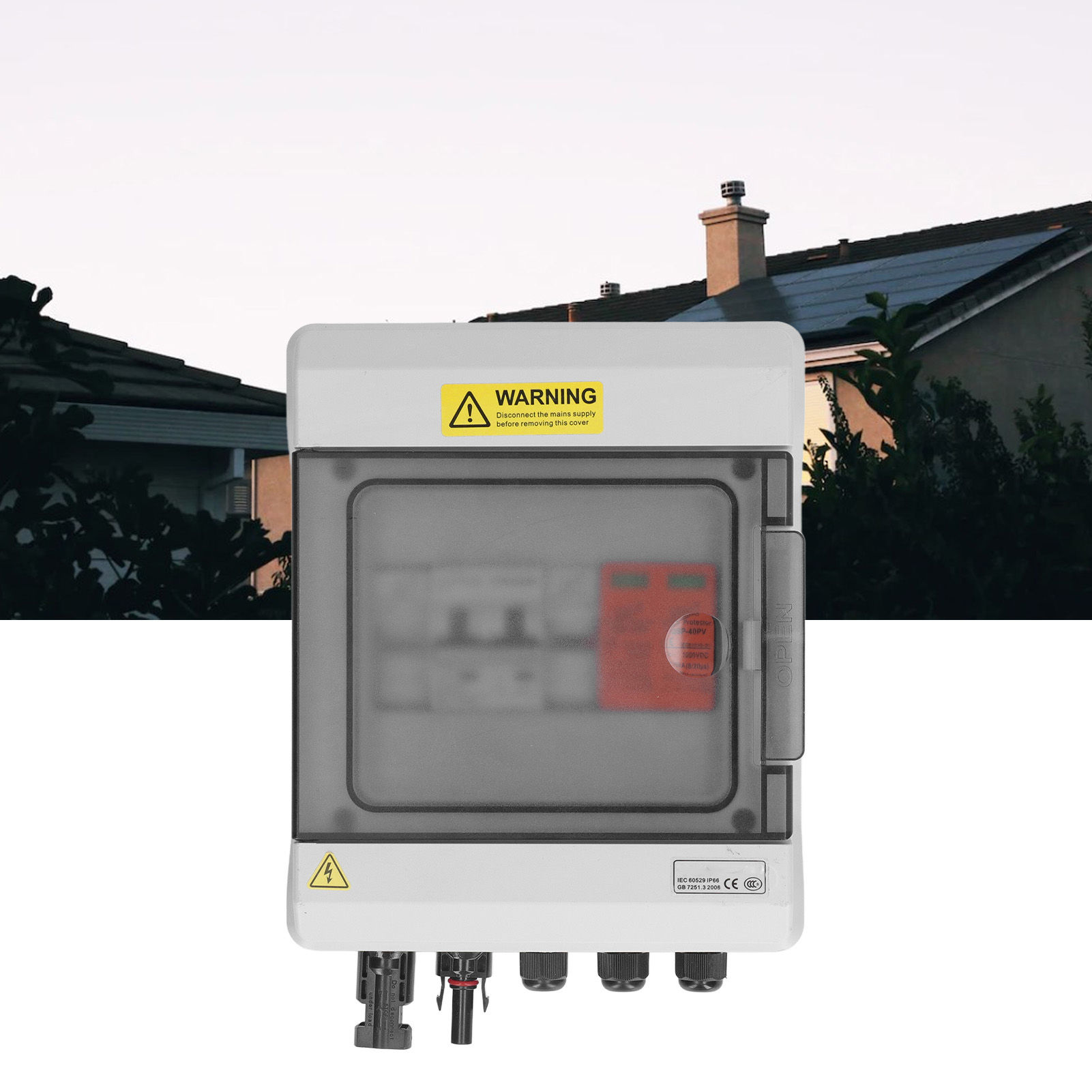 Dc1000v Solar-photovoltaik-kombinationsbox Mit 15a Sicherung, Überspannungsschutz, 16a Dc-leistungsschalter Und Solaranschluss Ip66 Wasserdicht Geeignet Für Netzgekoppelte/netzunabhängige Solaranlagen