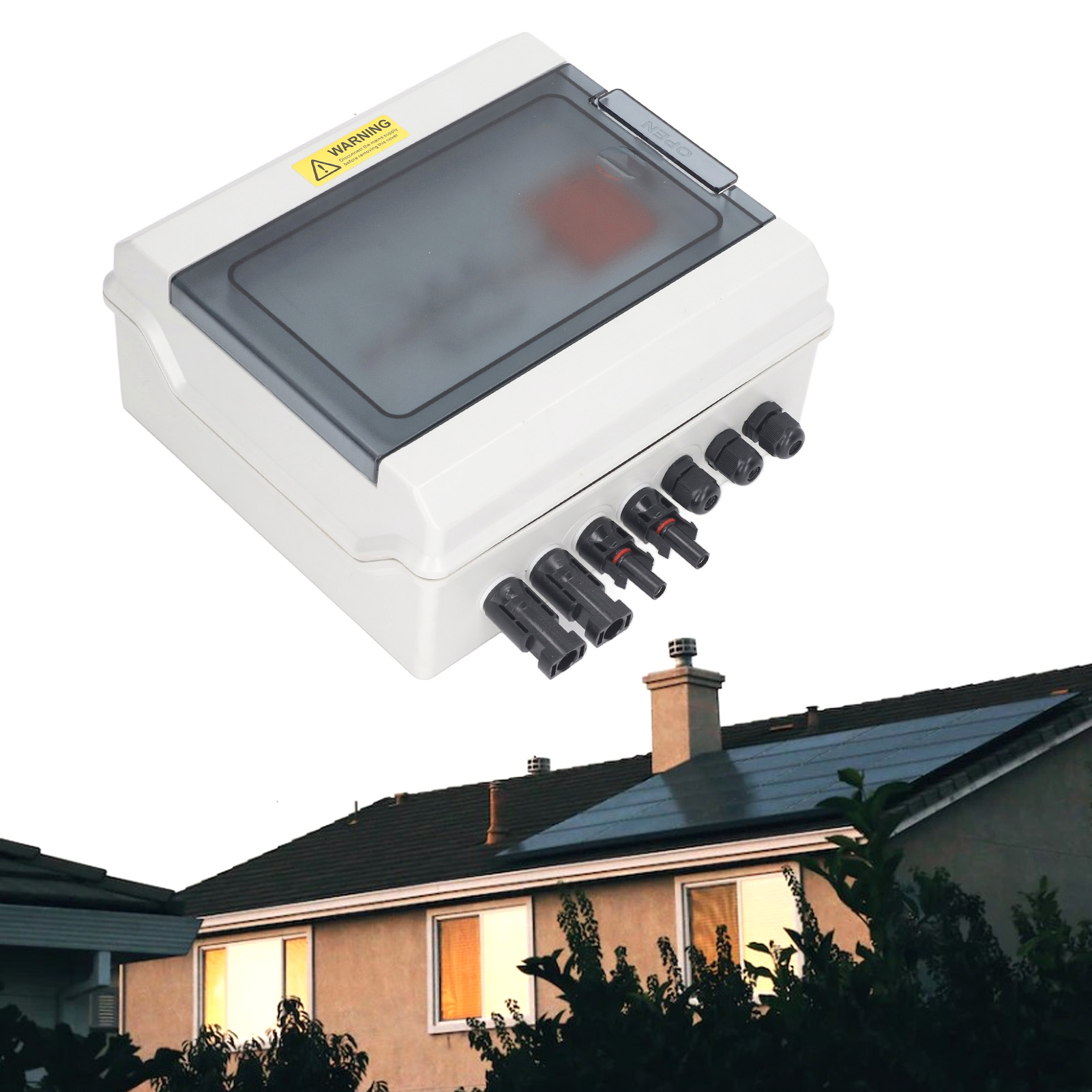 Dc1000v Solar-photovoltaik-kombinationsbox (2 Eingänge, 1 Ausgang), 15a Sicherung, Überspannungsschutz, 32a Dc-leistungsschalter Und Solaranschluss, Ip65 Wasserdicht, Geeignet Für Netzgekoppelte/netzu